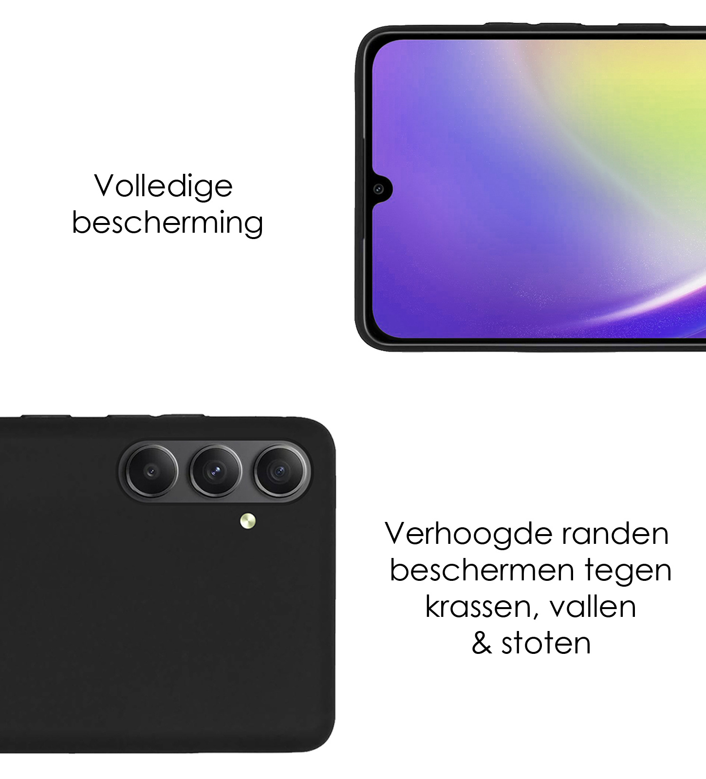 NoXx Hoes Geschikt voor Samsung A34 Hoesje Cover Siliconen Back Case Hoes - Zwart - 2x