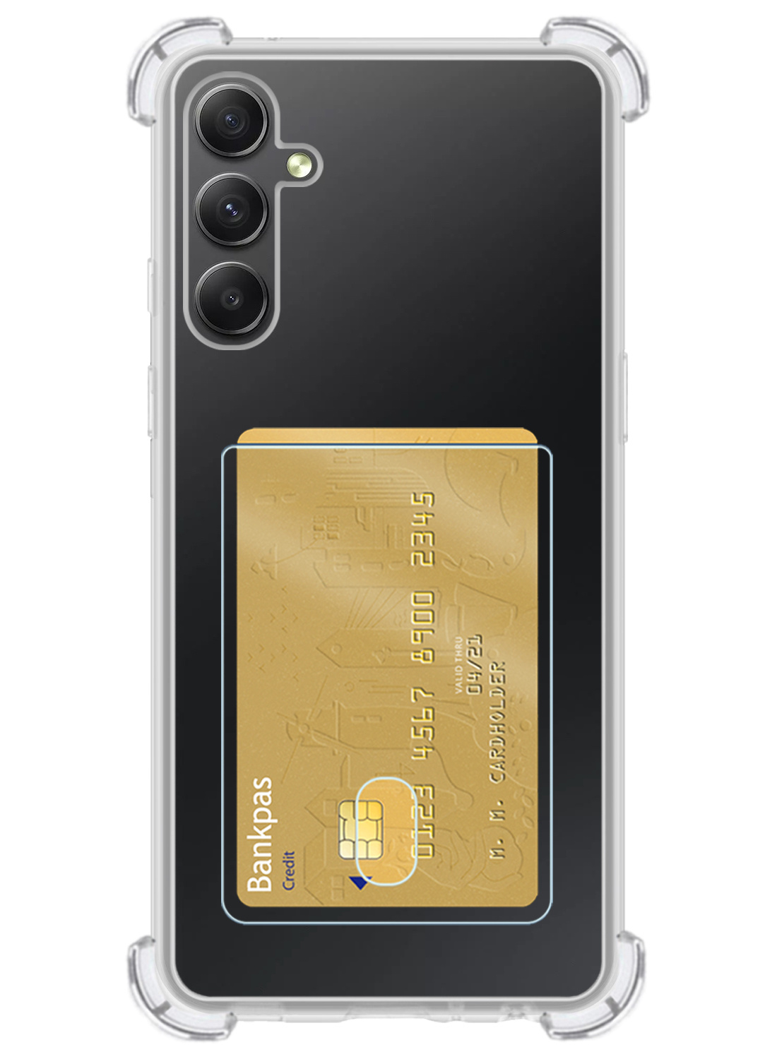 Nomfy Hoesje Geschikt voor Samsung A34 Hoesje Pasjeshouder Shockproof Pas Houder - Hoesje Geschikt voor Samsung Galaxy A34 Hoes Met Kaarthouder - Transparant