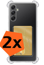 Nomfy Hoesje Geschikt voor Samsung A34 Hoesje Pasjeshouder Shockproof Pas Houder - Hoesje Geschikt voor Samsung Galaxy A34 Hoes Met Kaarthouder - Transparant - 2 PACK
