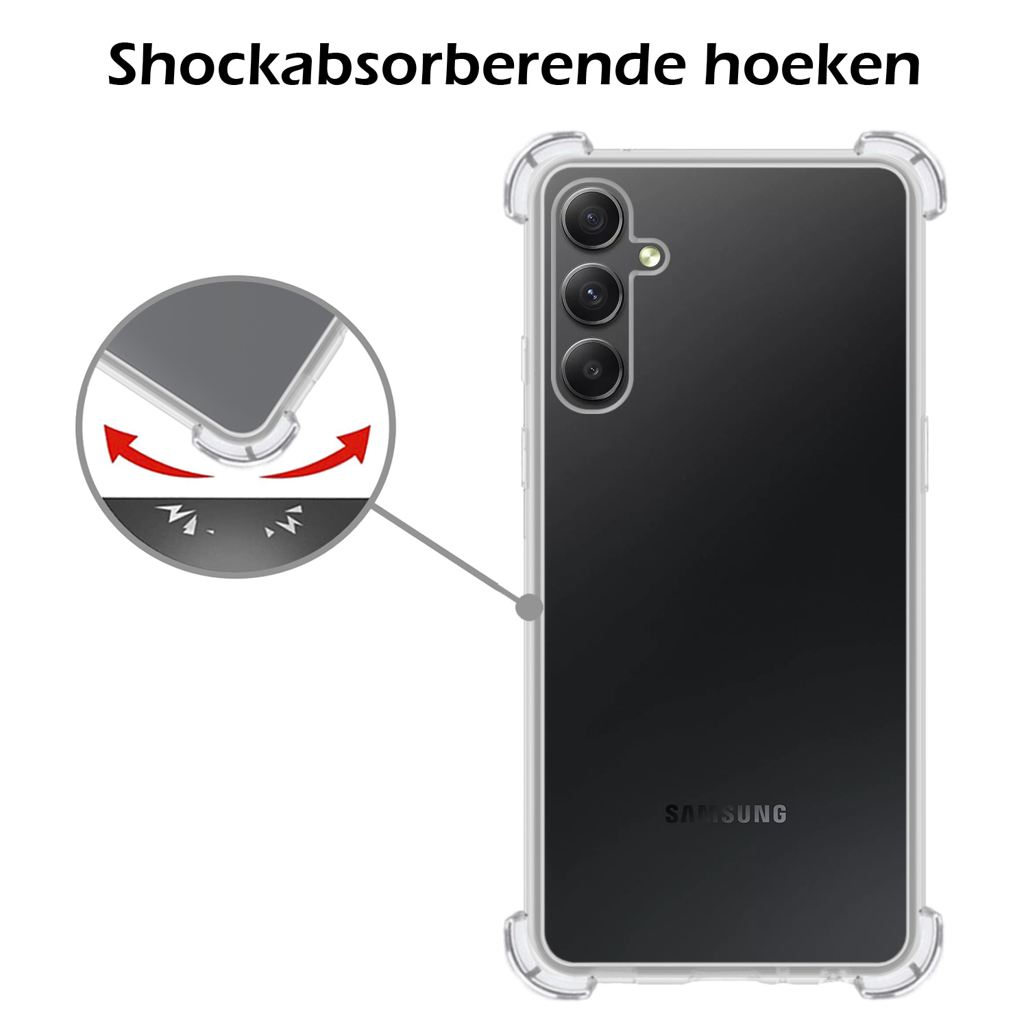 Nomfy Hoesje Geschikt voor Samsung A34 Hoesje Shock Proof Cover Case Shockproof - Hoes Geschikt voor Samsung Galaxy A34 Hoes Siliconen Back Case - Transparant - 2 PACK