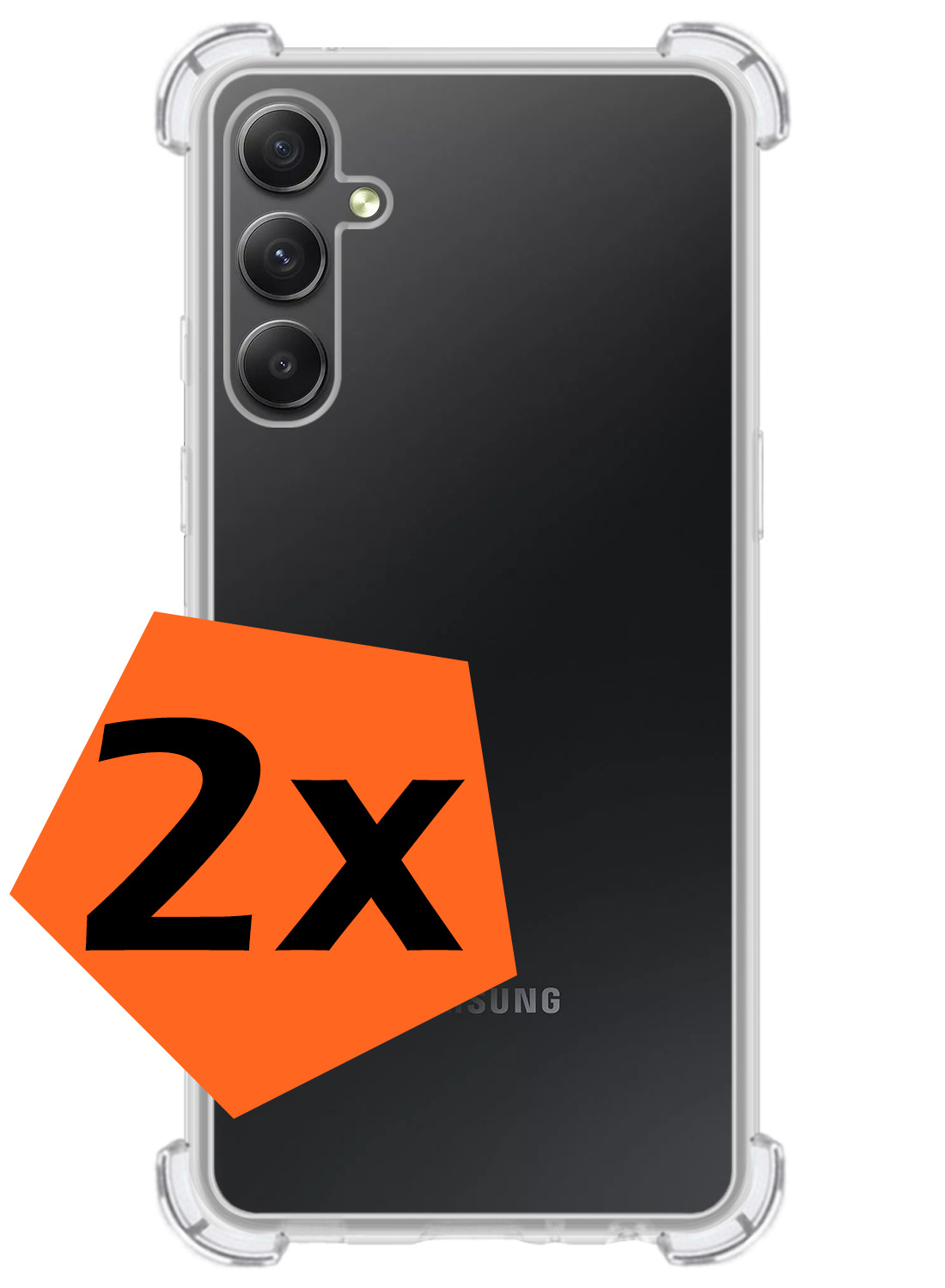 Nomfy Hoesje Geschikt voor Samsung A34 Hoesje Shock Proof Cover Case Shockproof - Hoes Geschikt voor Samsung Galaxy A34 Hoes Siliconen Back Case - Transparant - 2 PACK