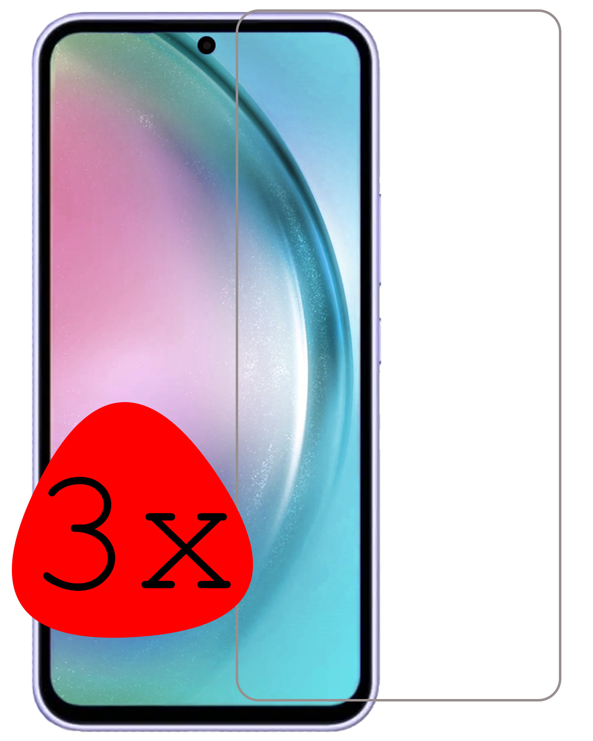 BASEY. Screenprotector Geschikt voor Samsung A54 Screenprotector Tempered Glass - Screenprotector Geschikt voor Samsung Galaxy A54 Beschermglas Screen Protector Glas - 3 Stuks