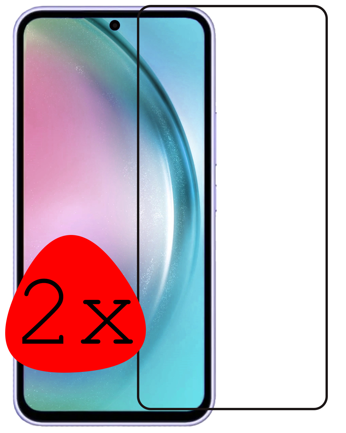 BASEY. Screenprotector Geschikt voor Samsung A54 Screenprotector Beschermglas Full Cover - Screenprotector Geschikt voor Samsung Galaxy A54 Screen Protector Full Cover - 2 Stuks