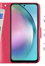 BASEY. Hoes Geschikt voor Samsung A54 Hoesje Bookcase Hoes Flip Case Book Cover - Hoesje Geschikt voor Samsung Galaxy A54 Hoes Book Case Hoesje - Donkerroze