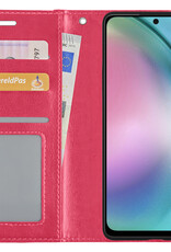 BASEY. Hoes Geschikt voor Samsung A54 Hoesje Bookcase Hoes Flip Case Book Cover - Hoesje Geschikt voor Samsung Galaxy A54 Hoes Book Case Hoesje - Donkerroze