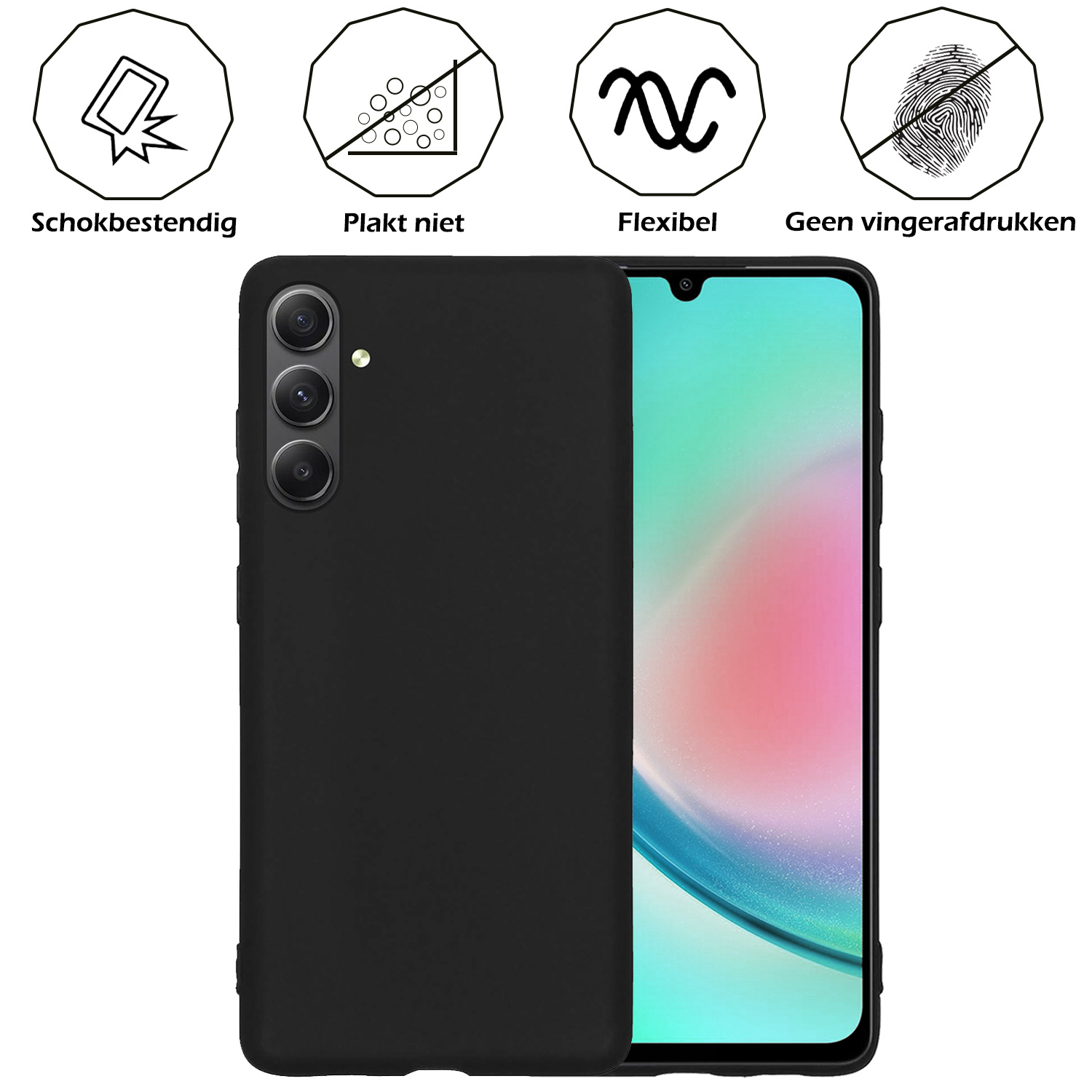 Nomfy Hoesje Geschikt voor Samsung A34 Hoesje Siliconen Cover Case - Hoes Geschikt voor Samsung Galaxy A34 Hoes Back Case - Zwart