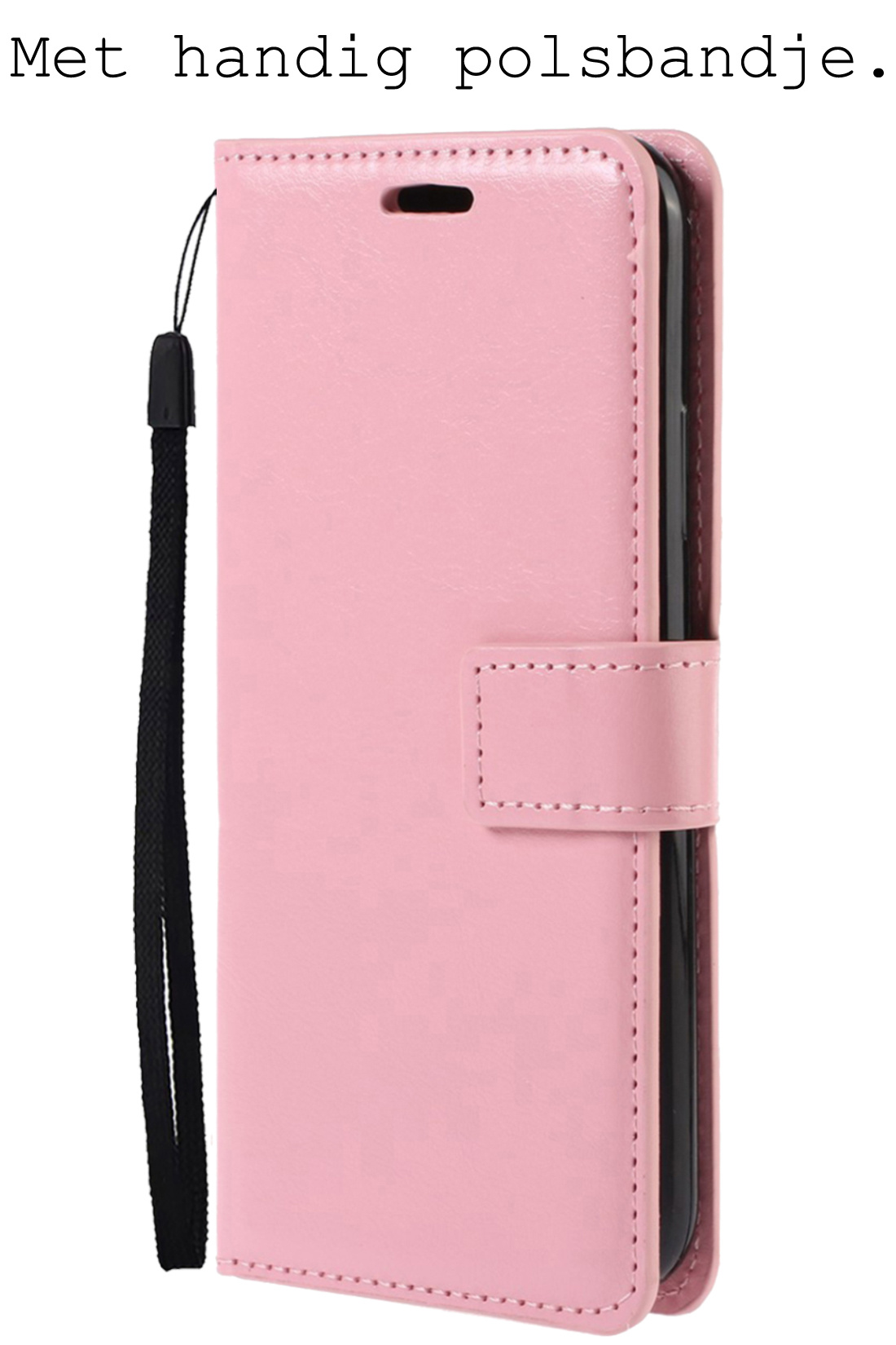 BASEY. Hoes Geschikt voor Samsung A54 Hoesje Bookcase Hoes Flip Case Book Cover - Hoesje Geschikt voor Samsung Galaxy A54 Hoes Book Case Hoesje - Lichtroze