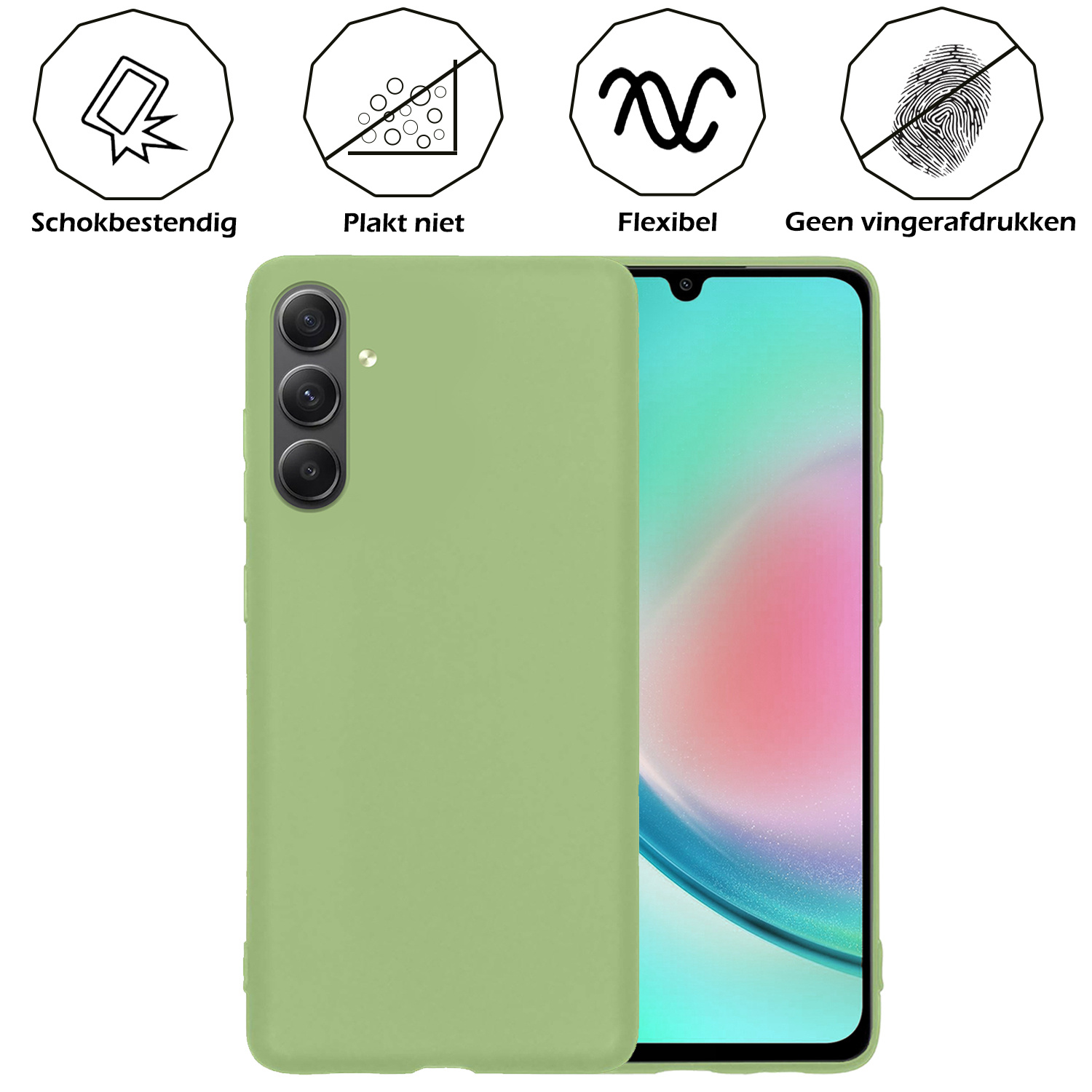 Nomfy Hoesje Geschikt voor Samsung A34 Hoesje Siliconen Cover Case - Hoes Geschikt voor Samsung Galaxy A34 Hoes Back Case - 2-PACK - Groen