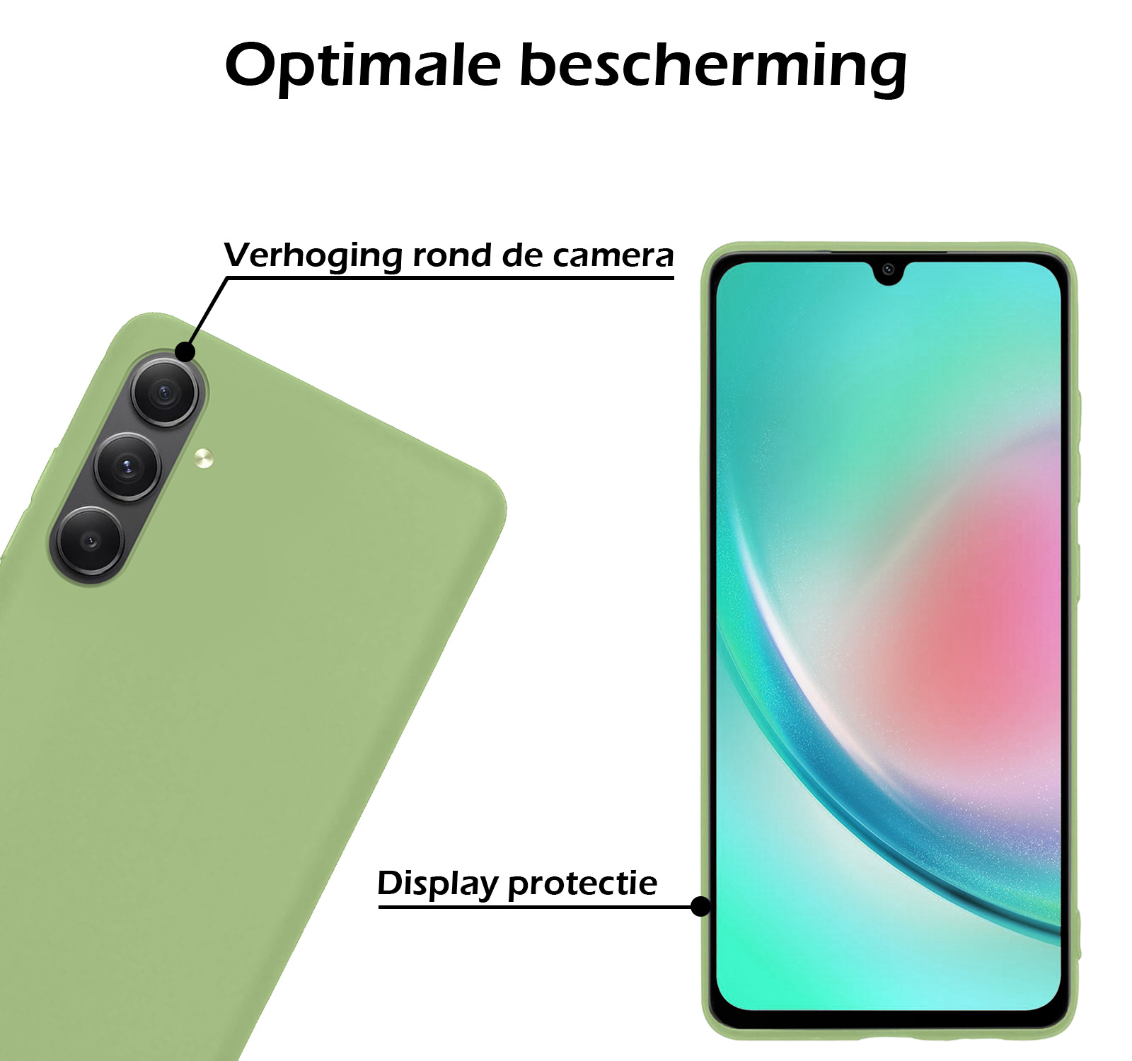 Nomfy Hoesje Geschikt voor Samsung A34 Hoesje Siliconen Cover Case - Hoes Geschikt voor Samsung Galaxy A34 Hoes Back Case - 2-PACK - Groen