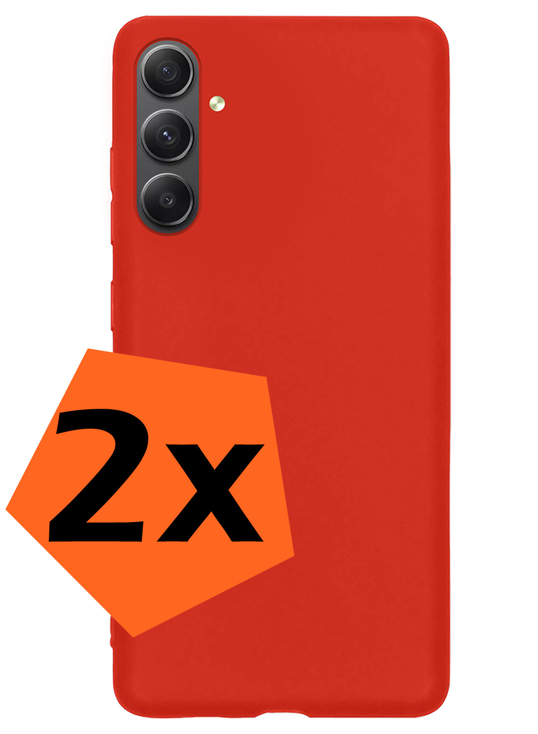 Nomfy Hoesje Geschikt voor Samsung A34 Hoesje Siliconen Cover Case - Hoes Geschikt voor Samsung Galaxy A34 Hoes Back Case - 2-PACK - Rood