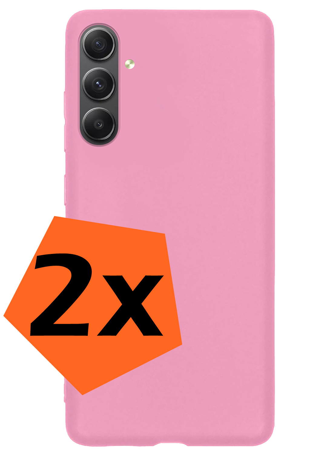 Nomfy Hoesje Geschikt voor Samsung A34 Hoesje Siliconen Cover Case - Hoes Geschikt voor Samsung Galaxy A34 Hoes Back Case - 2-PACK - Lichtroze