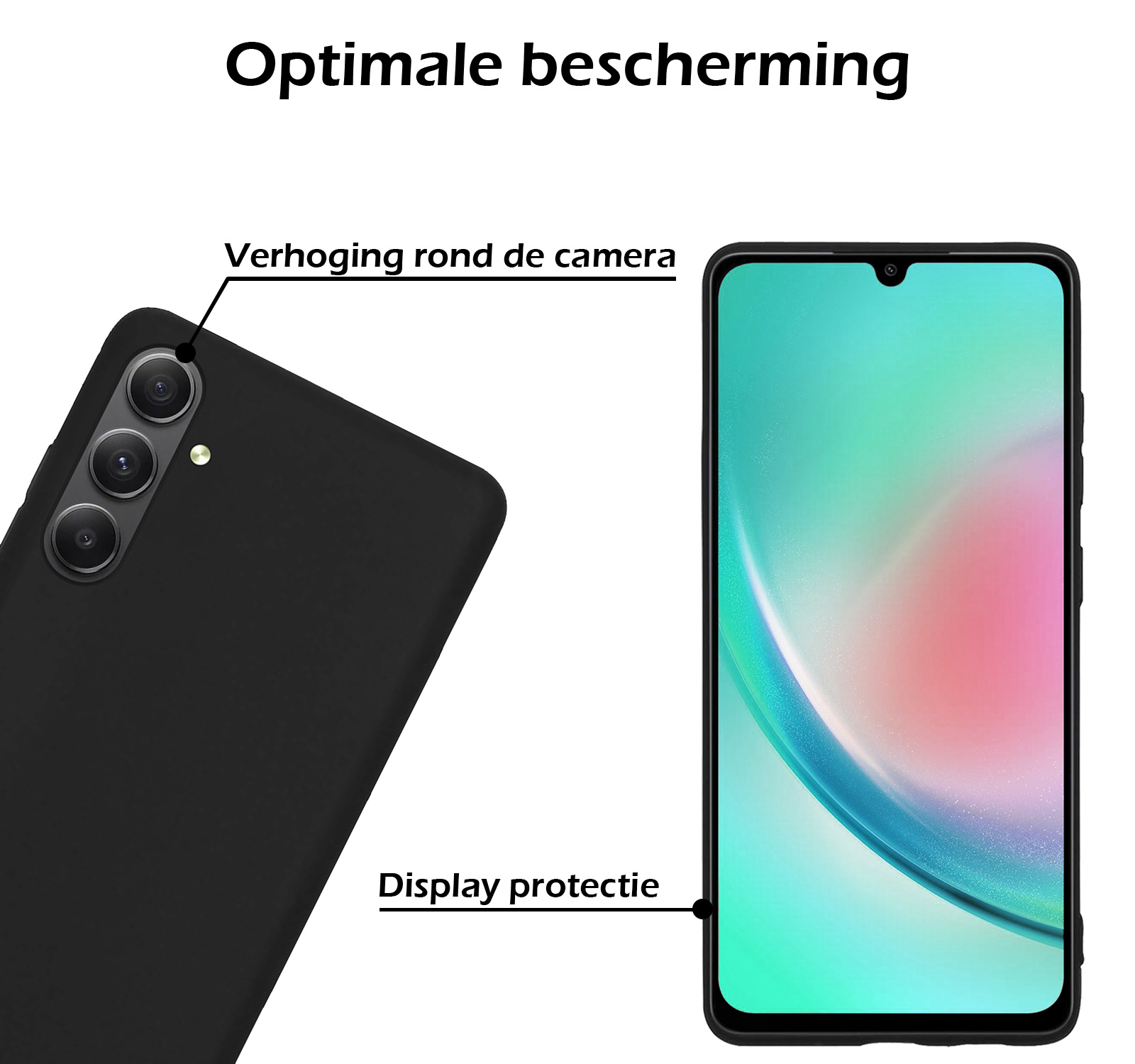 Nomfy Hoesje Geschikt voor Samsung A34 Hoesje Siliconen Cover Case - Hoes Geschikt voor Samsung Galaxy A34 Hoes Back Case - 2-PACK - Zwart