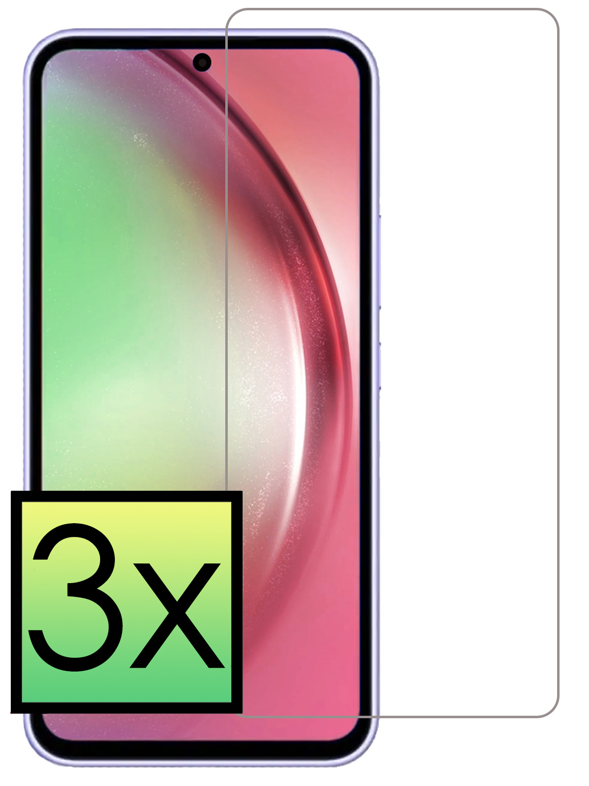 NoXx Screenprotector Geschikt voor Samsung A54 Screenprotector Tempered Glass Gehard Glas Beschermglas - 3x