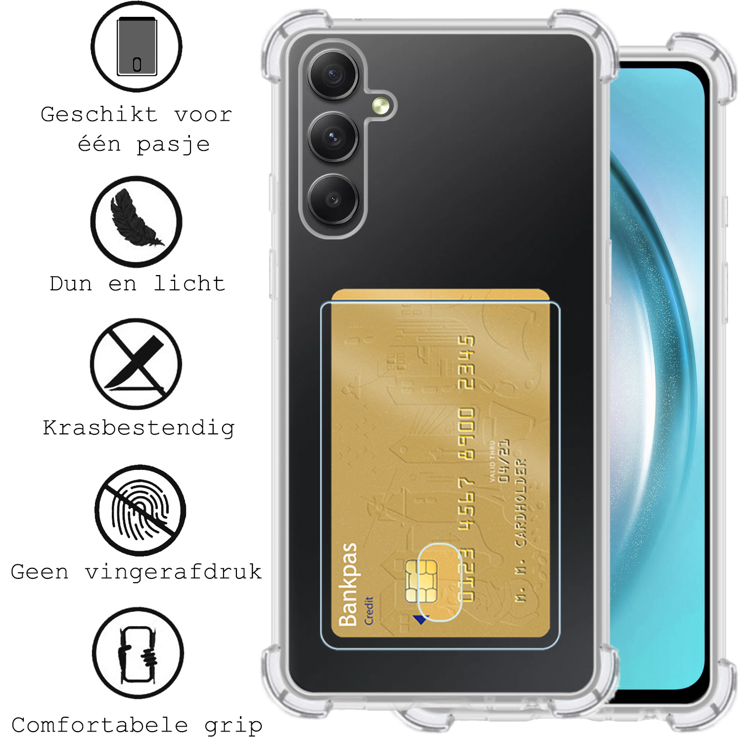 BASEY. Hoes Geschikt voor Samsung A54 Hoesje Shock Proof Case Hoes - Hoesje Geschikt voor Samsung Galaxy A54 Hoes Cover Shockproof - Transparant