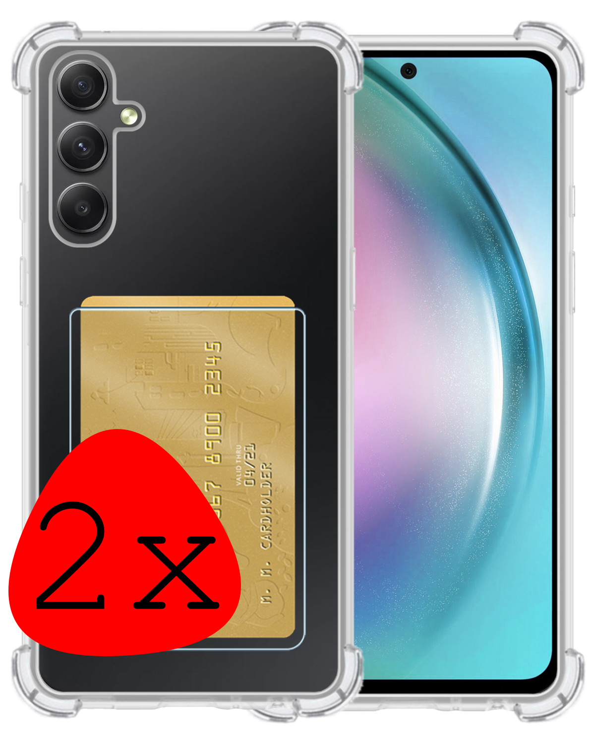 BASEY. Hoes Geschikt voor Samsung A54 Hoesje Shock Proof Case Hoes - Hoesje Geschikt voor Samsung Galaxy A54 Hoes Cover Shockproof - Transparant - 2 Stuks
