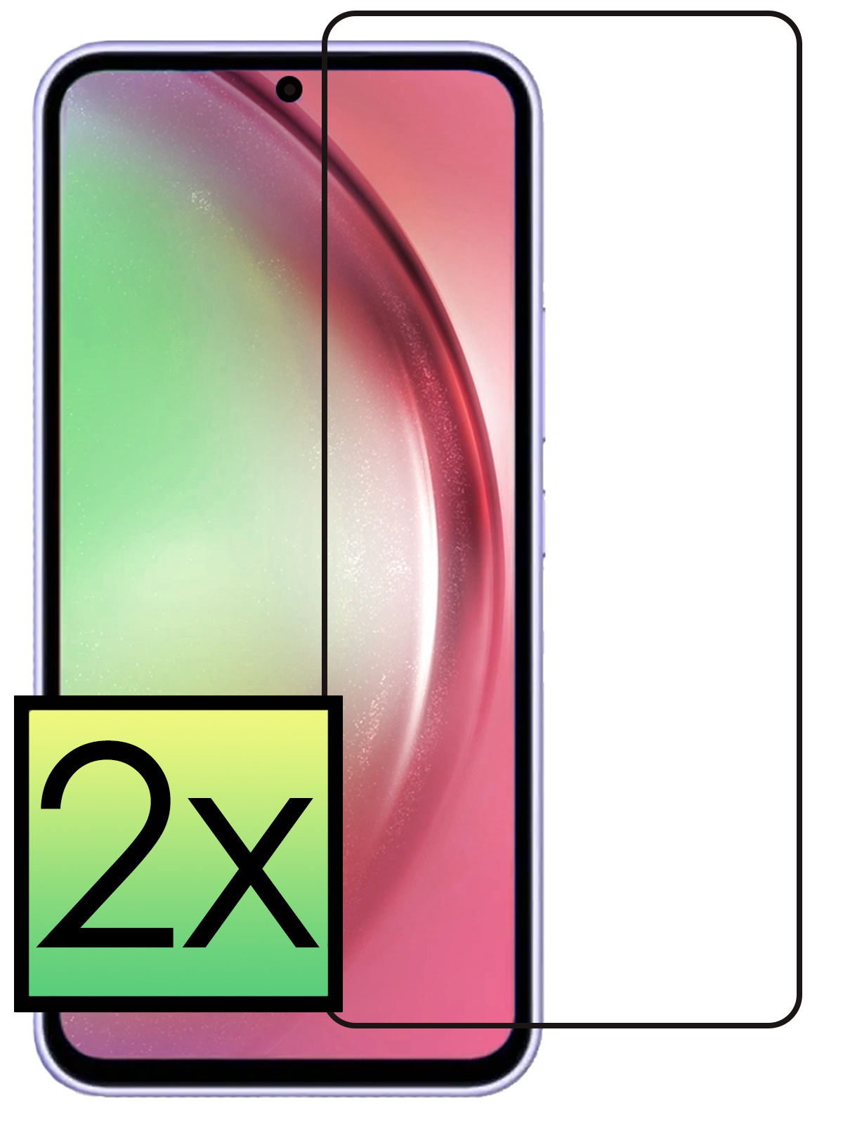 NoXx Screenprotector Geschikt voor Samsung A54 Screenprotector Tempered Glass Gehard Glas Full Cover - 2x