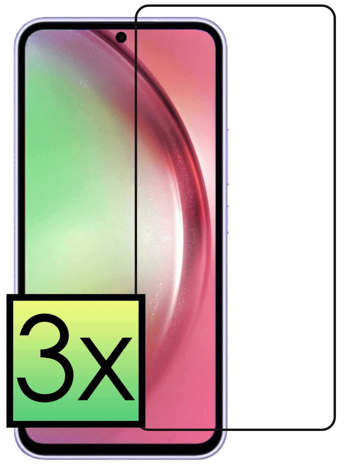 NoXx Screenprotector Geschikt voor Samsung A54 Screenprotector Tempered Glass Gehard Glas Full Cover - 3x