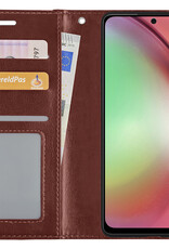 NoXx Hoes Geschikt voor Samsung A54 Hoesje Book Case Hoes Flip Cover Wallet Bookcase - Bruin