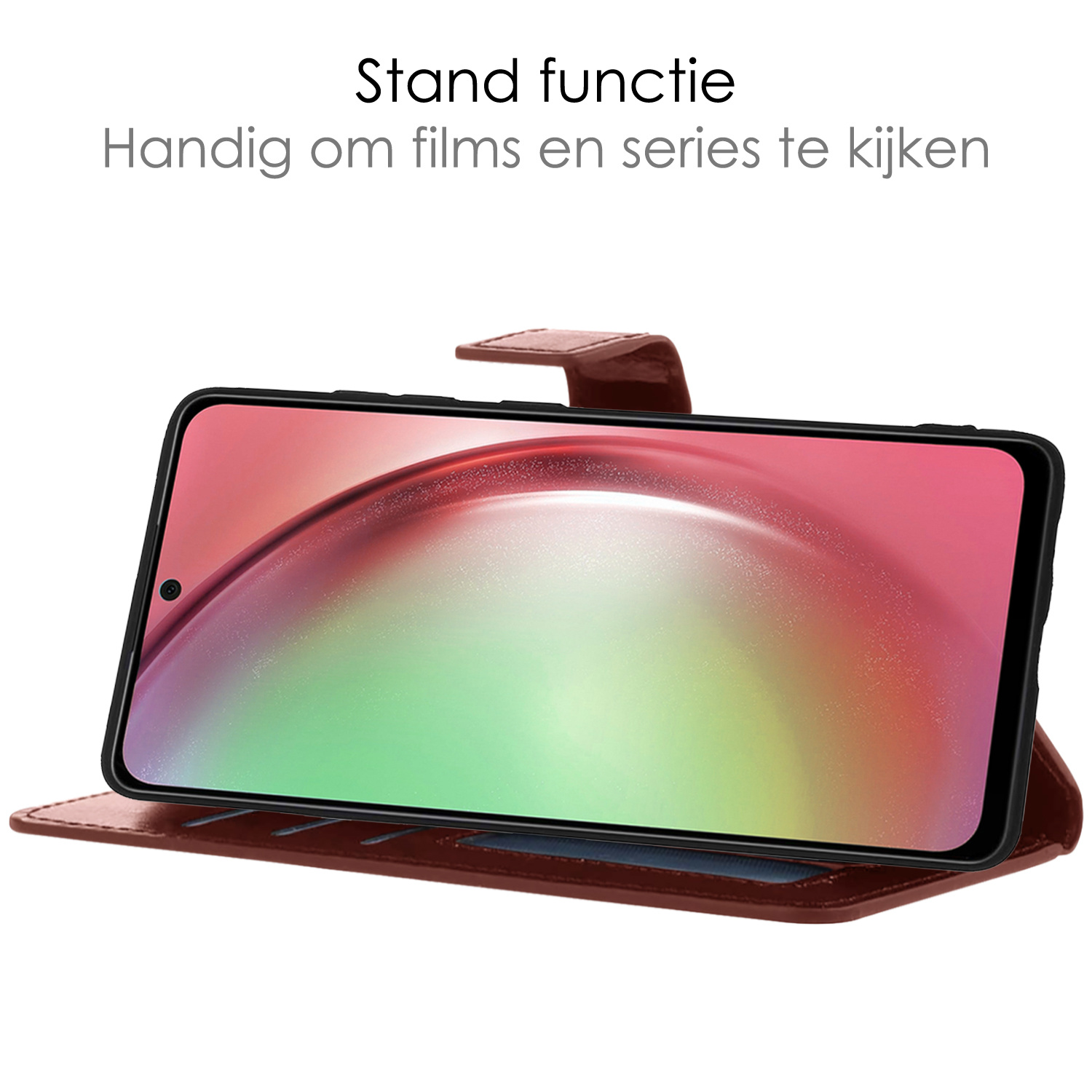 NoXx Hoes Geschikt voor Samsung A54 Hoesje Book Case Hoes Flip Cover Wallet Bookcase - Bruin