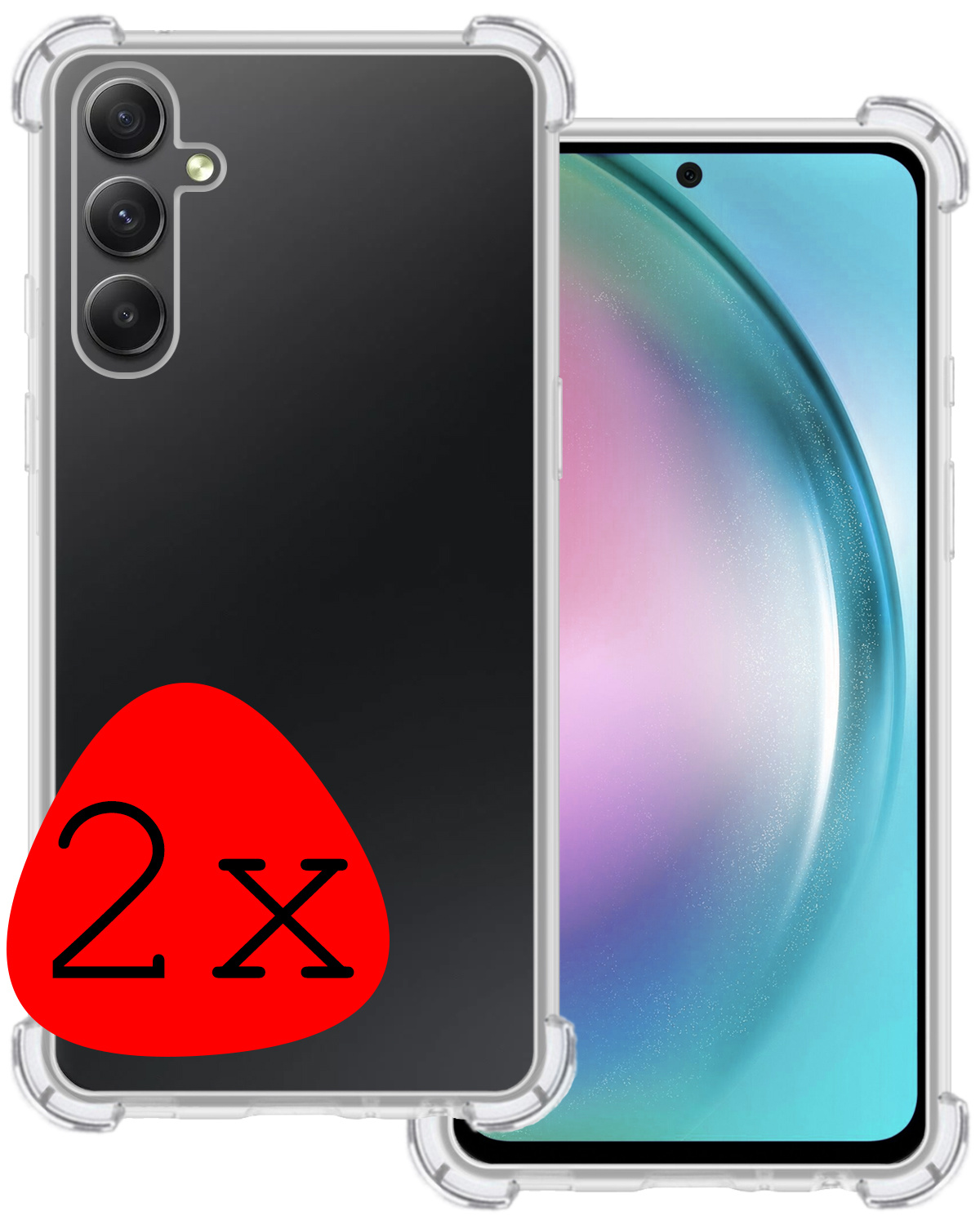 BASEY. Hoes Geschikt voor Samsung A54 Hoesje Shock Proof Case Hoes Siliconen - Hoesje Geschikt voor Samsung Galaxy A54 Hoes Cover Shockproof - Transparant - 2 Stuks