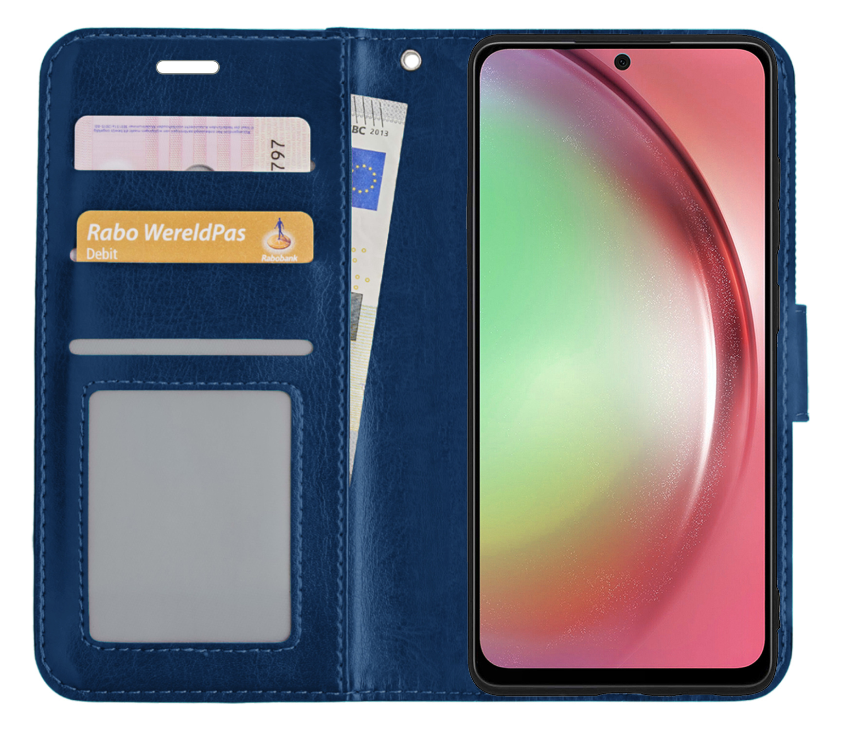 NoXx Hoes Geschikt voor Samsung A54 Hoesje Book Case Hoes Flip Cover Wallet Bookcase - Donkerblauw