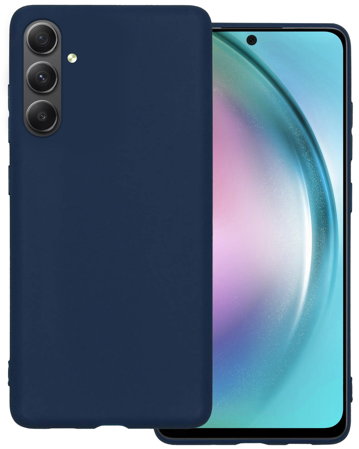 BASEY. Hoes Geschikt voor Samsung A54 Hoesje Siliconen Back Cover Case - Hoesje Geschikt voor Samsung Galaxy A54 Hoes Cover Hoesje - Donkerblauw