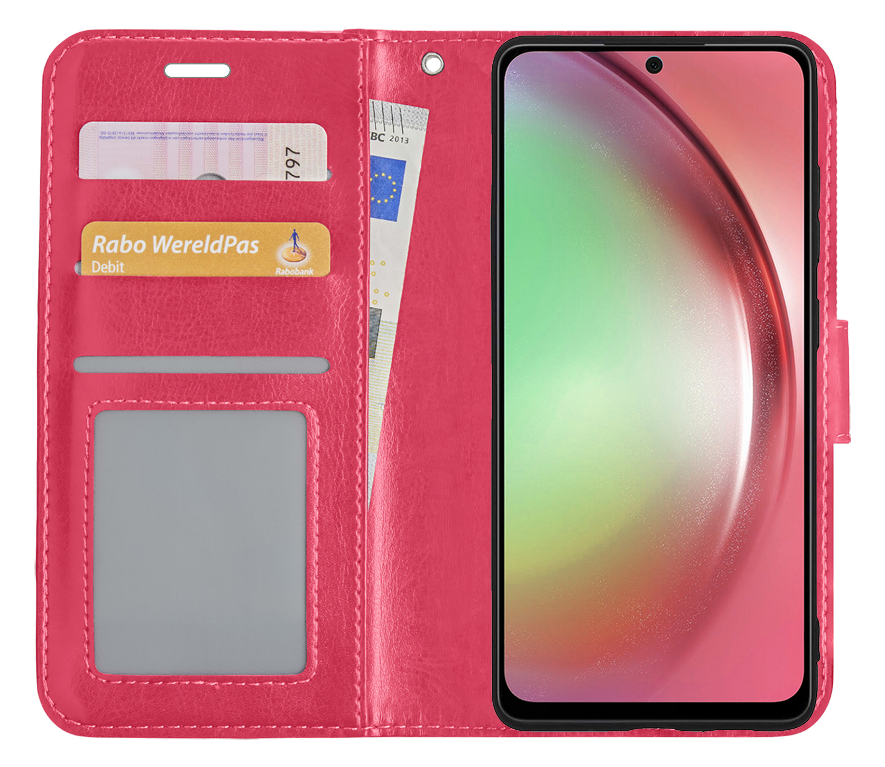 NoXx Hoes Geschikt voor Samsung A54 Hoesje Book Case Hoes Flip Cover Wallet Bookcase - Donkerroze