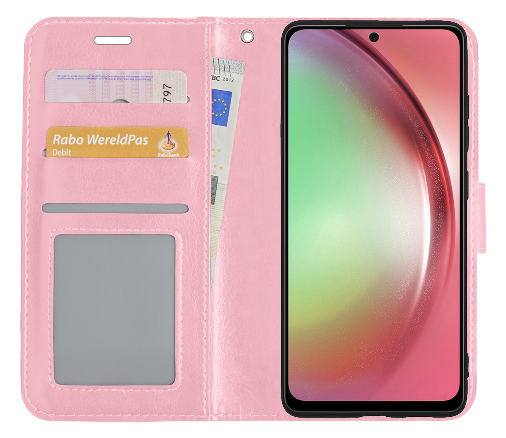 NoXx Hoes Geschikt voor Samsung A54 Hoesje Book Case Hoes Flip Cover Wallet Bookcase - Lichtroze