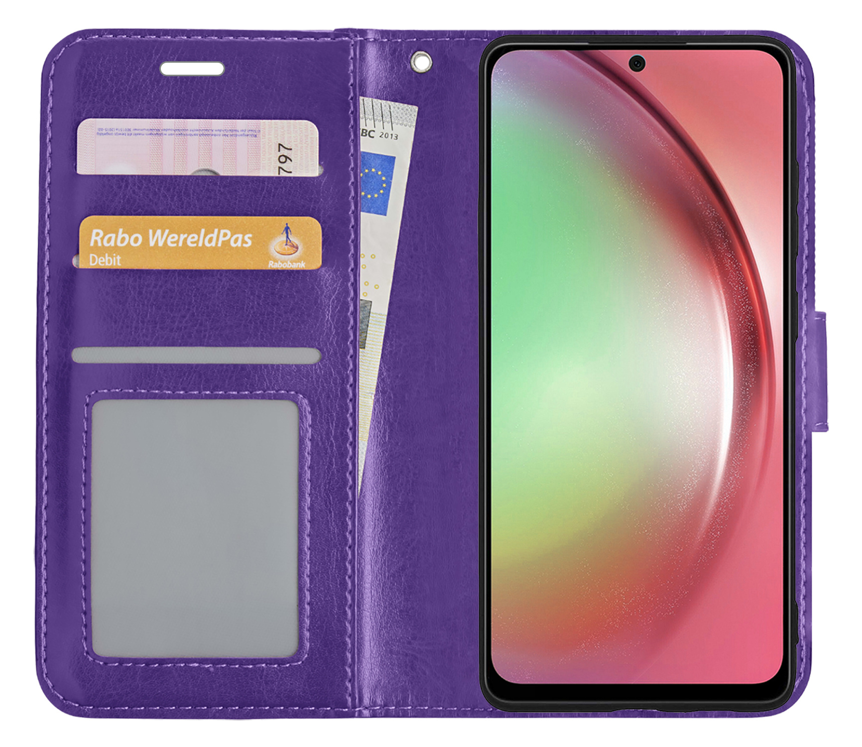 NoXx Hoes Geschikt voor Samsung A54 Hoesje Book Case Hoes Flip Cover Wallet Bookcase - Paars