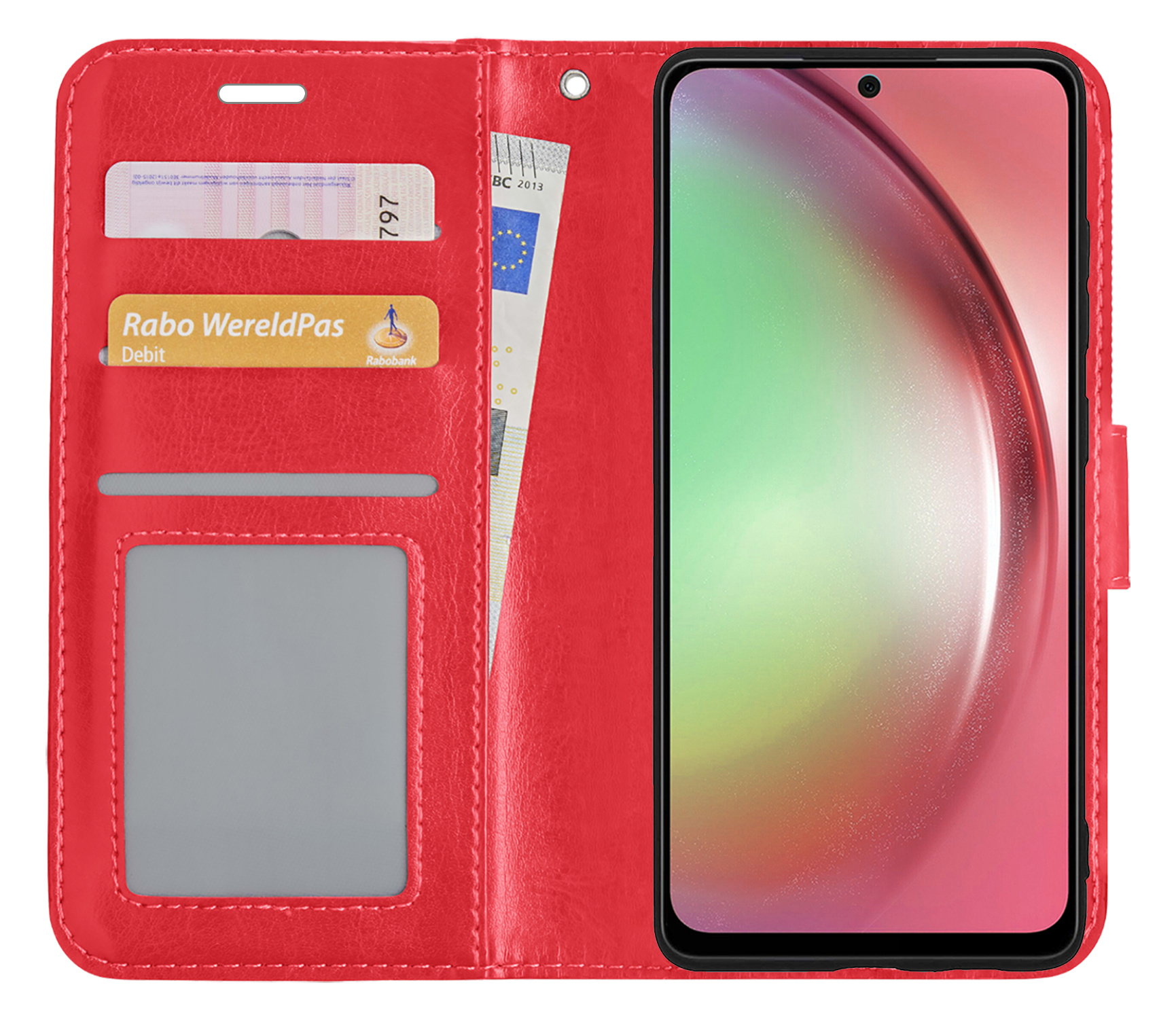 NoXx Hoes Geschikt voor Samsung A54 Hoesje Book Case Hoes Flip Cover Wallet Bookcase - Rood