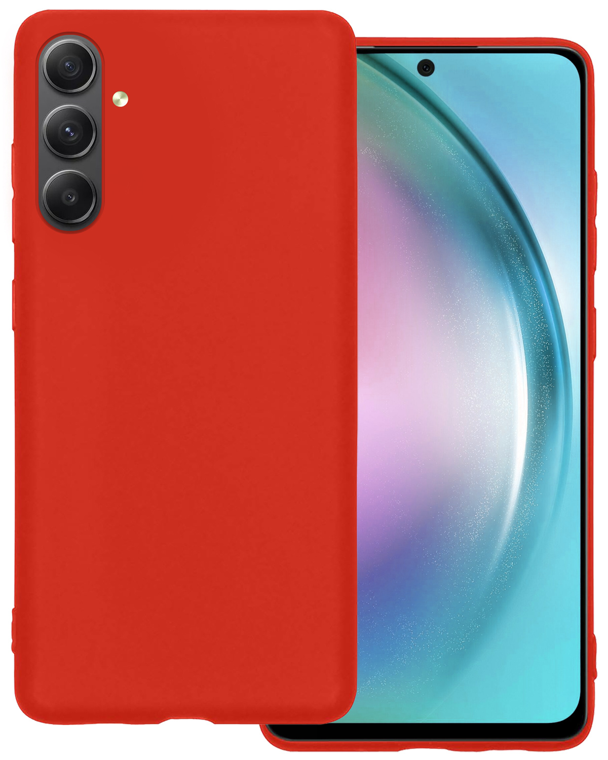 BASEY. Hoes Geschikt voor Samsung A54 Hoesje Siliconen Back Cover Case - Hoesje Geschikt voor Samsung Galaxy A54 Hoes Cover Hoesje - Rood