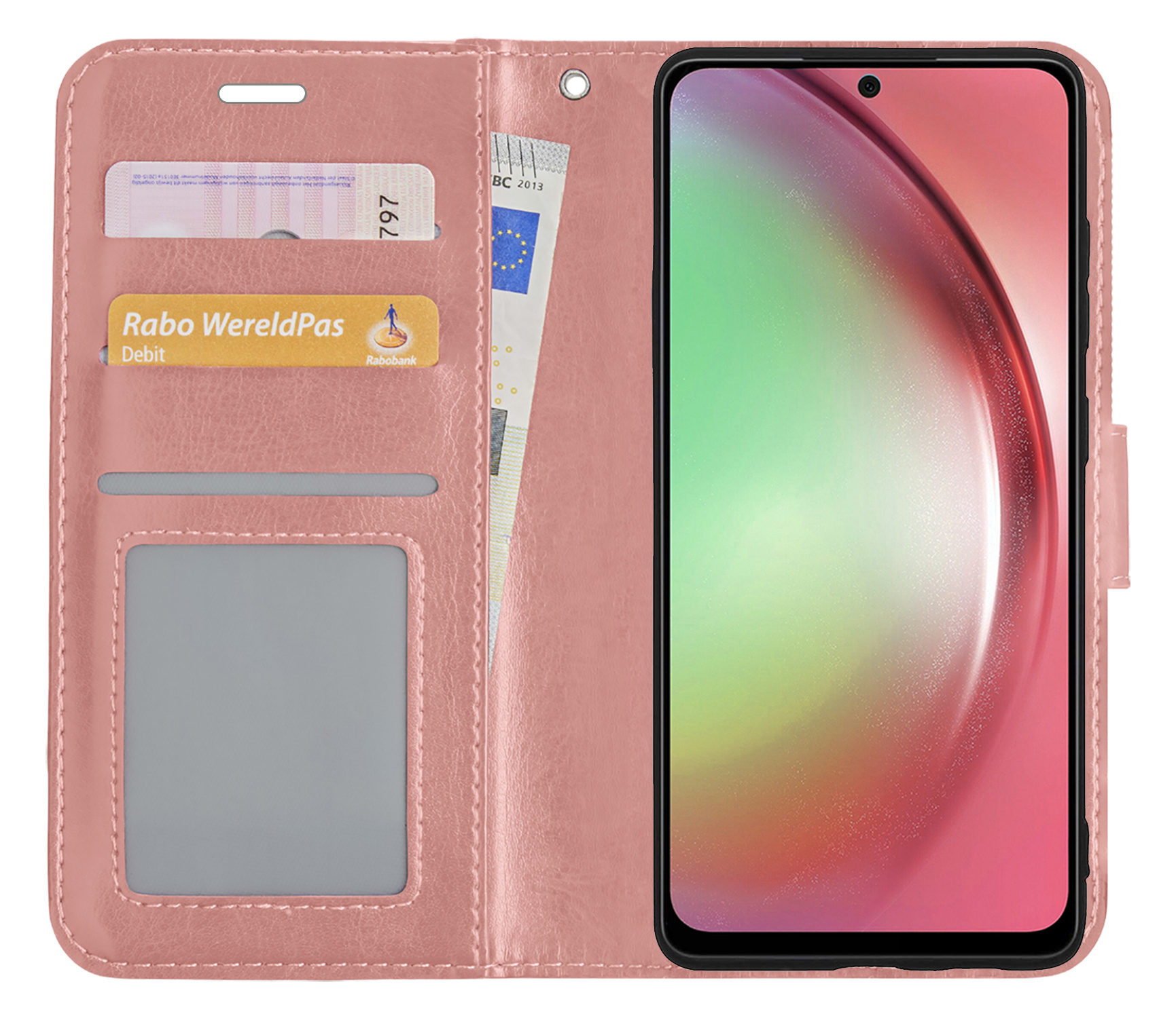 NoXx Hoes Geschikt voor Samsung A54 Hoesje Book Case Hoes Flip Cover Wallet Bookcase - Rosé goud