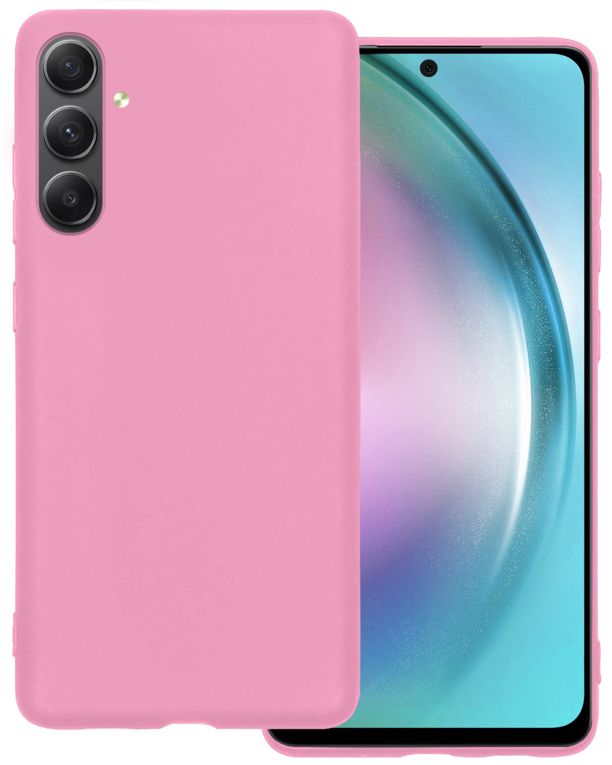 BASEY. Hoes Geschikt voor Samsung A54 Hoesje Siliconen Back Cover Case - Hoesje Geschikt voor Samsung Galaxy A54 Hoes Cover Hoesje - Lichtroze