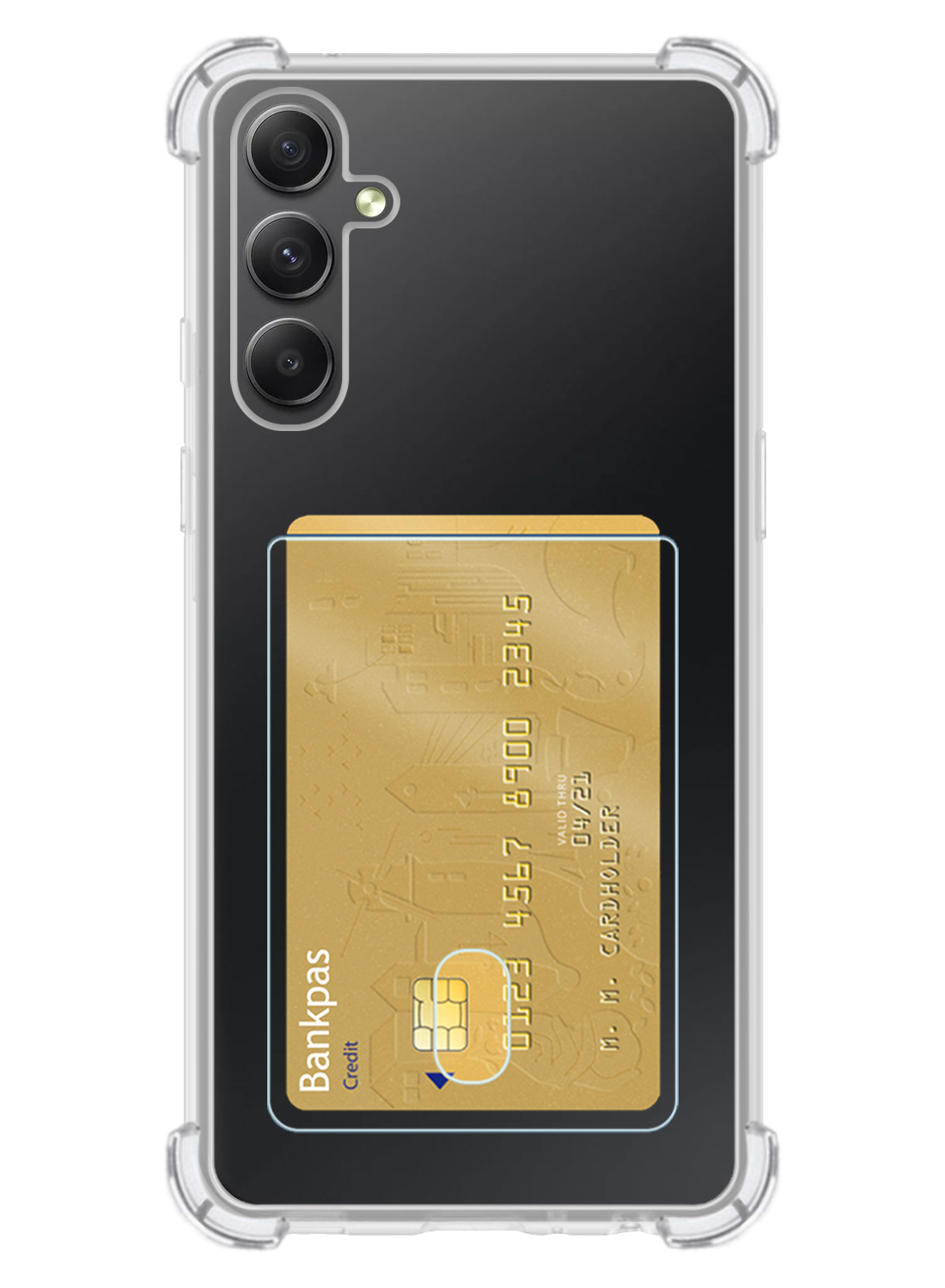 NoXx Hoes Geschikt voor Samsung A54 Hoesje Pasjeshouder Cover Shock Proof Case Siliconen Hoes Met Kaarthouder - Transparant