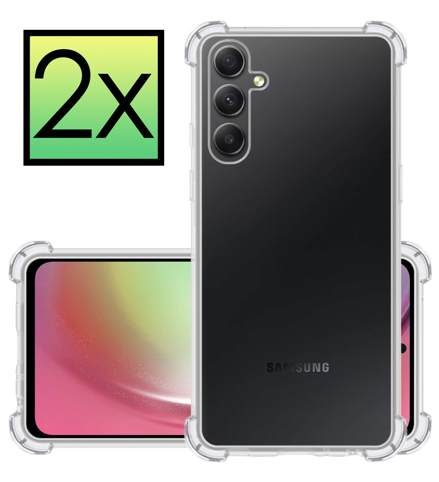 NoXx Hoes Geschikt voor Samsung A54 Hoesje Siliconen Cover Shock Proof Back Case Shockproof Hoes - Transparant - 2x