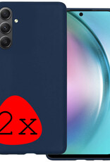 Hoes Geschikt voor Samsung A54 Hoesje Siliconen Back Cover Case - Hoesje Geschikt voor Samsung Galaxy A54 Hoes Cover Hoesje - Donkerblauw - 2 Stuks