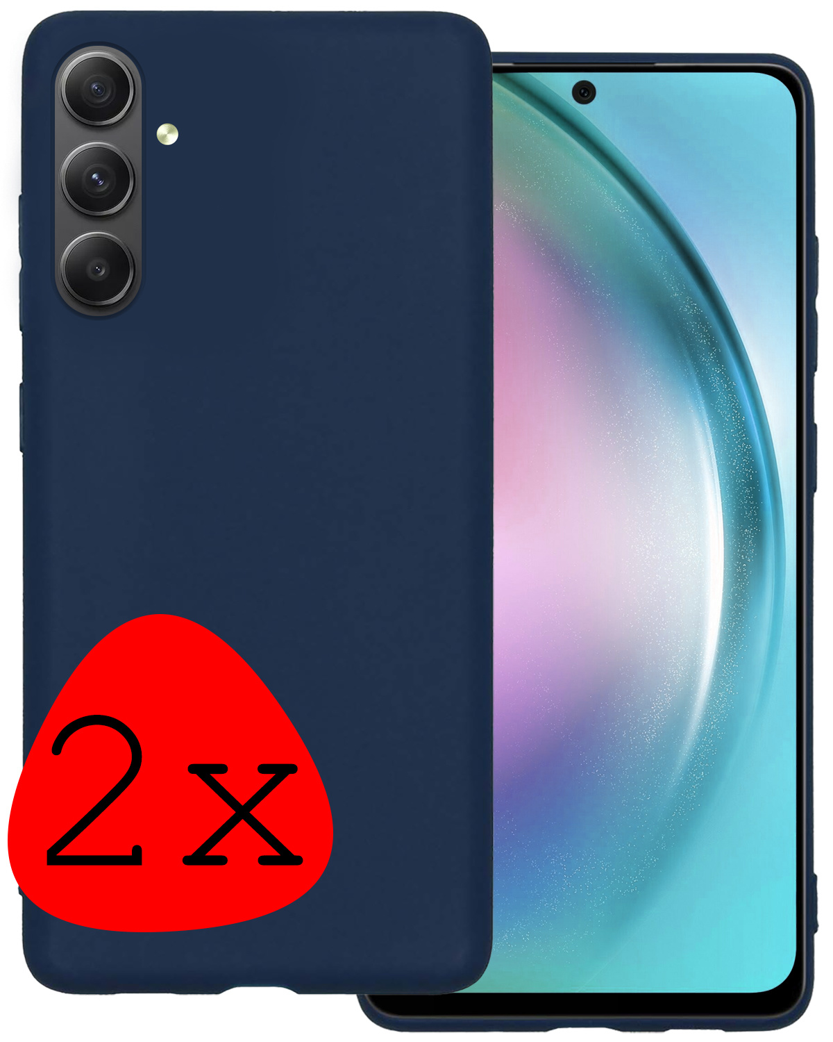 BASEY. Hoes Geschikt voor Samsung A54 Hoesje Siliconen Back Cover Case - Hoesje Geschikt voor Samsung Galaxy A54 Hoes Cover Hoesje - Donkerblauw - 2 Stuks