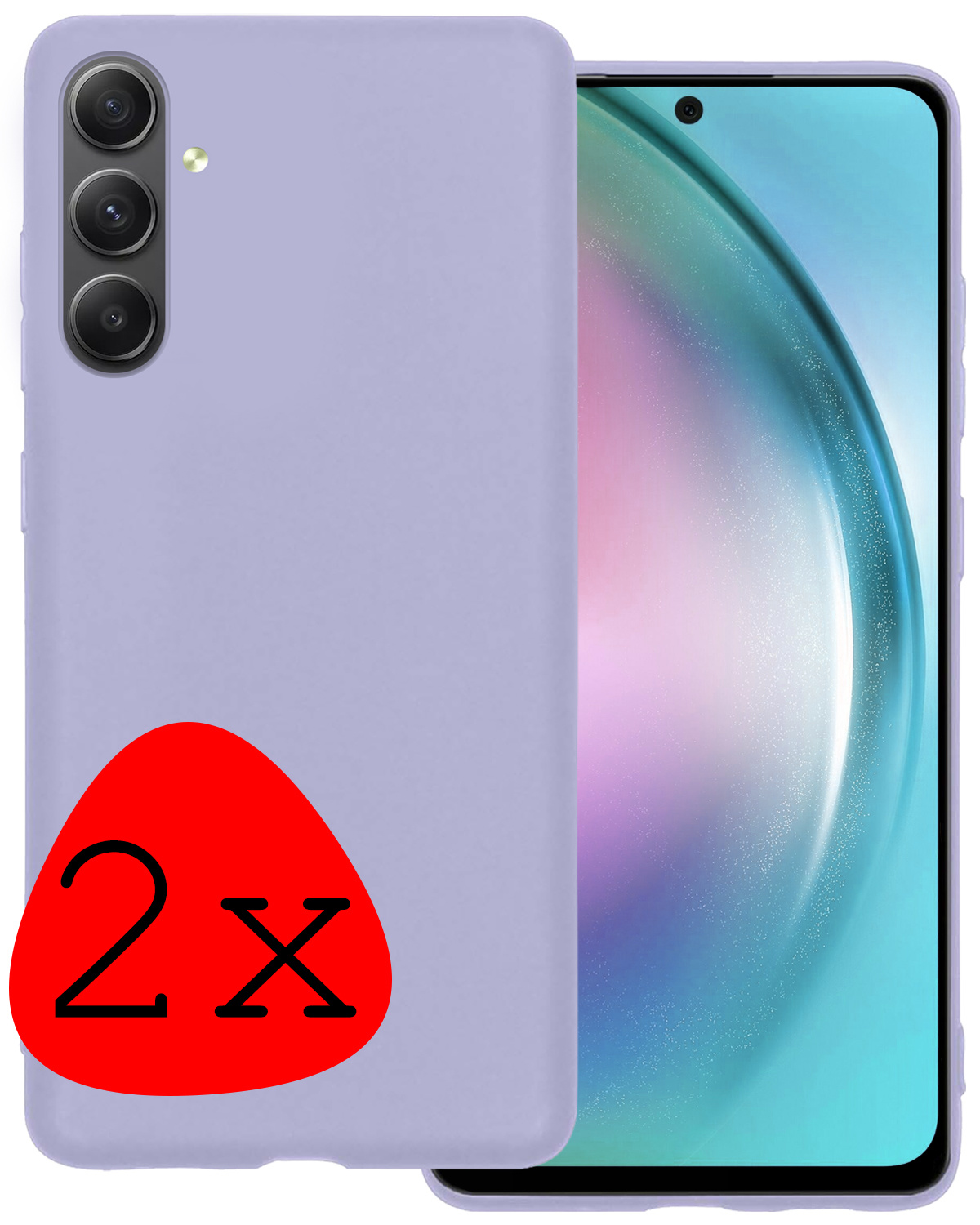 BASEY. Hoes Geschikt voor Samsung A54 Hoesje Siliconen Back Cover Case - Hoesje Geschikt voor Samsung Galaxy A54 Hoes Cover Hoesje - Lila - 2 Stuks