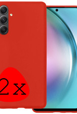 BASEY. Hoes Geschikt voor Samsung A54 Hoesje Siliconen Back Cover Case - Hoesje Geschikt voor Samsung Galaxy A54 Hoes Cover Hoesje - Rood - 2 Stuks