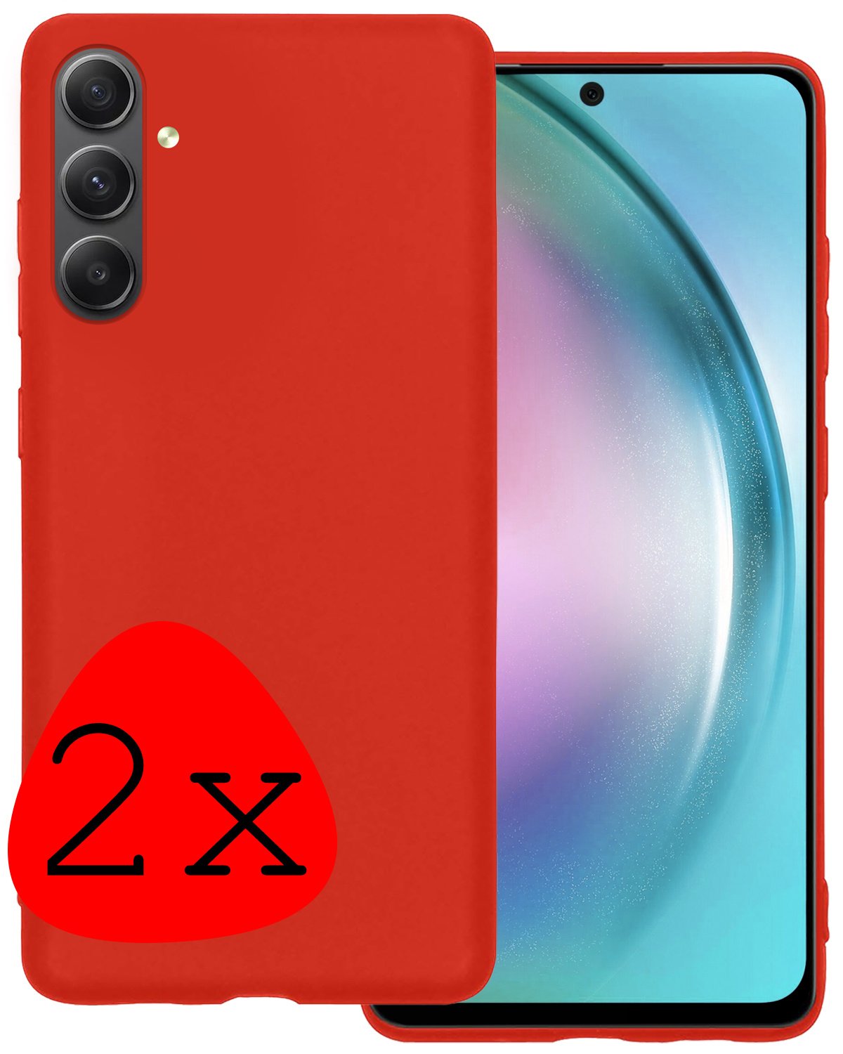 BASEY. Hoes Geschikt voor Samsung A54 Hoesje Siliconen Back Cover Case - Hoesje Geschikt voor Samsung Galaxy A54 Hoes Cover Hoesje - Rood - 2 Stuks