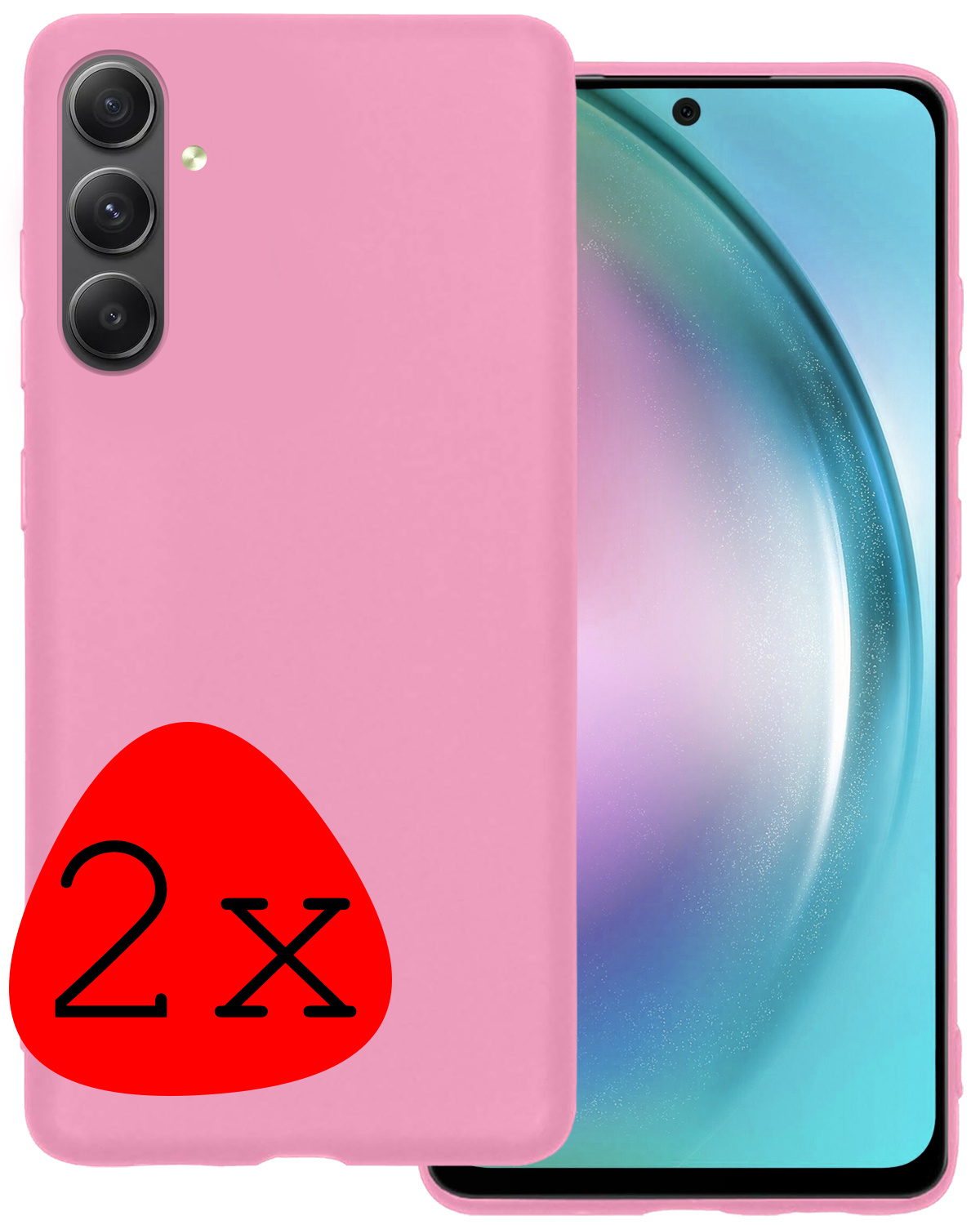 BASEY. Hoes Geschikt voor Samsung A54 Hoesje Siliconen Back Cover Case - Hoesje Geschikt voor Samsung Galaxy A54 Hoes Cover Hoesje - Lichtroze - 2 Stuks