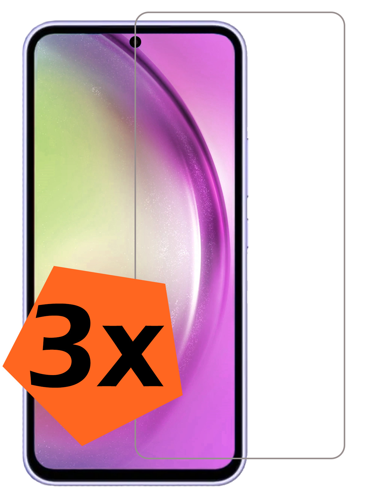 Nomfy Screenprotector Geschikt voor Samsung A54 Screenprotector Bescherm Glas Tempered Glass - Screenprotector Geschikt voor Samsung Galaxy A54 Screen Protector - 3 PACK