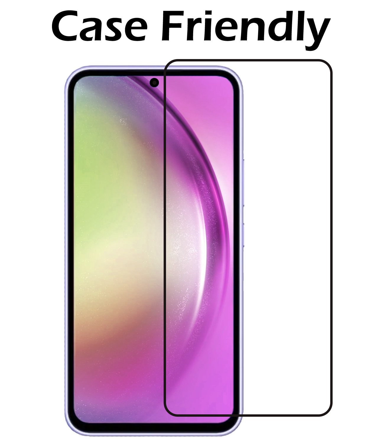 Nomfy Screenprotector Geschikt voor Samsung A54 Screenprotector Bescherm Glas - Screenprotector Geschikt voor Samsung Galaxy A54 Screen Protector Tempered Glass Full Screen Full Cover - 2 PACK