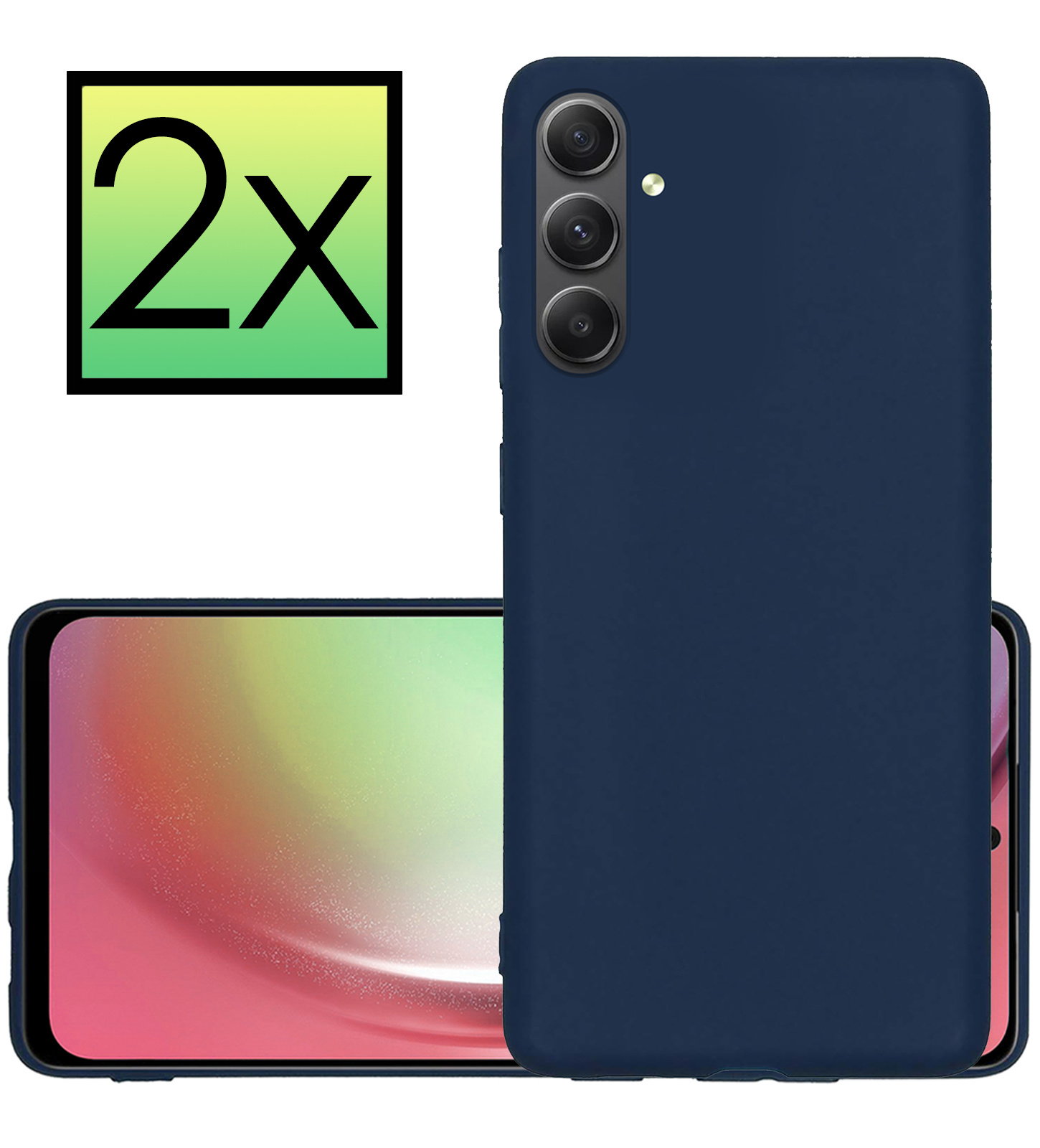 Hoes Geschikt voor Samsung A54 Hoesje Cover Siliconen Back Case Hoes - Donkerblauw - 2x