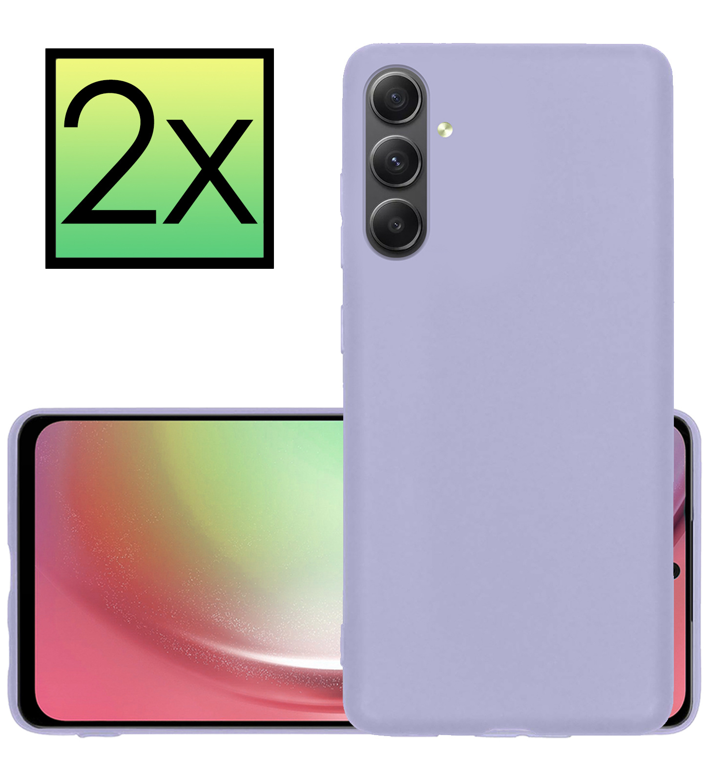 NoXx Hoes Geschikt voor Samsung A54 Hoesje Cover Siliconen Back Case Hoes - Lila - 2x