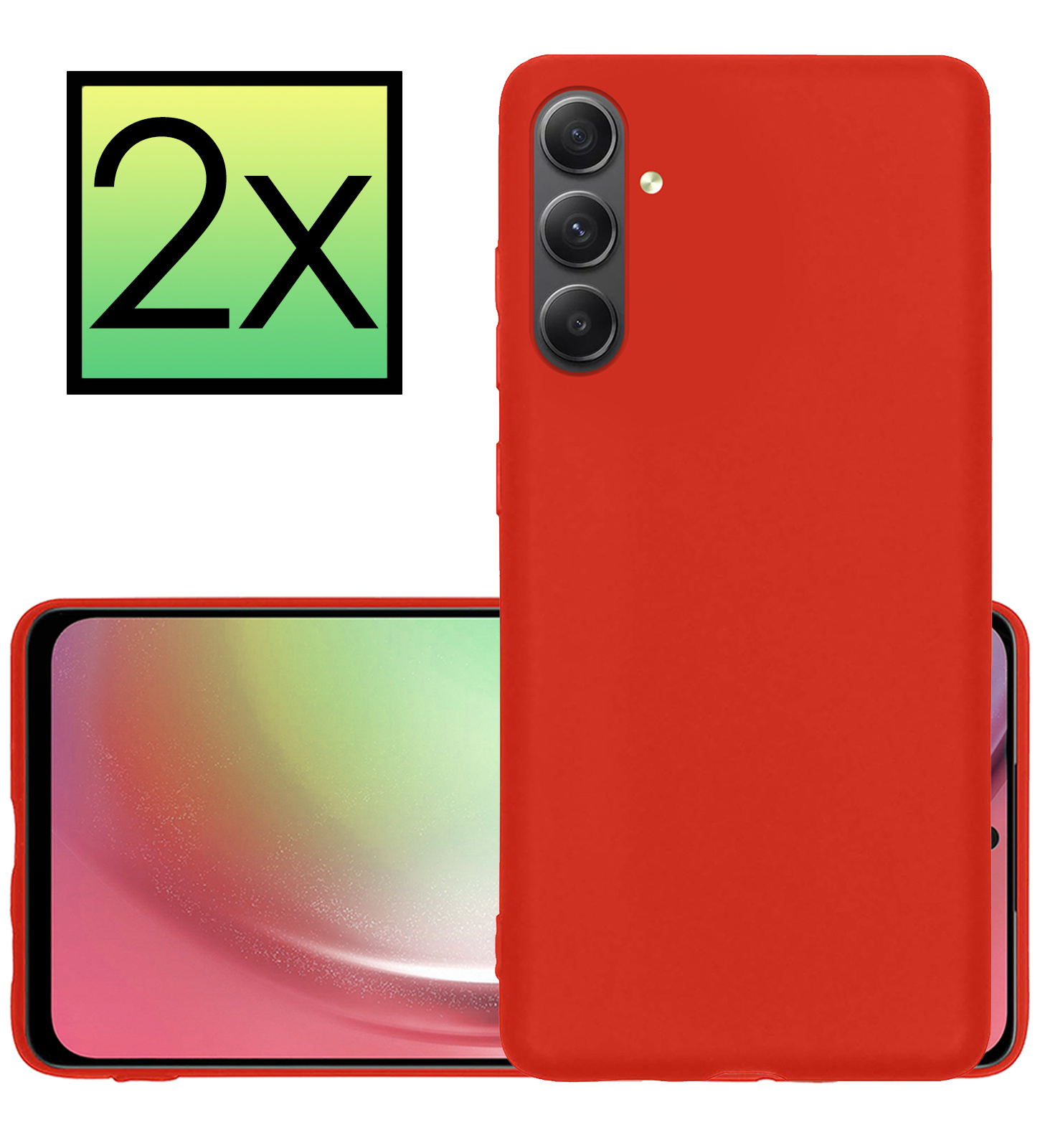 NoXx Hoes Geschikt voor Samsung A54 Hoesje Cover Siliconen Back Case Hoes - Rood - 2x