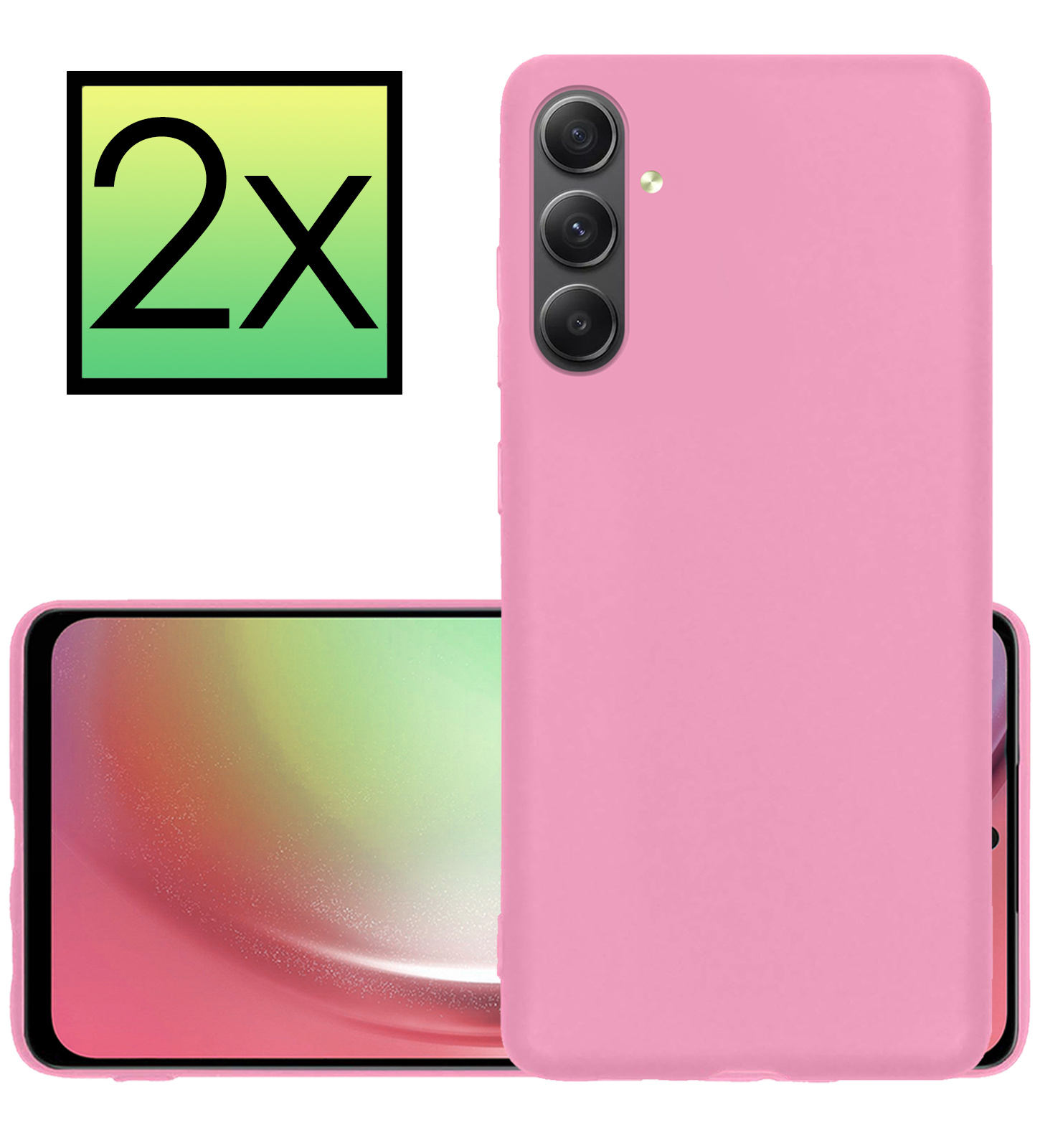 NoXx Hoes Geschikt voor Samsung A54 Hoesje Cover Siliconen Back Case Hoes - Lichtroze - 2x