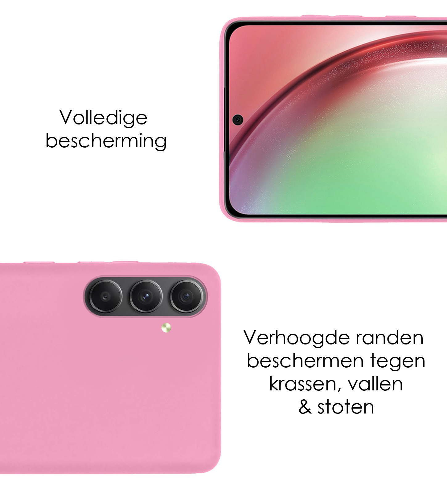 NoXx Samsung Galaxy A54 Hoesje Back Cover Siliconen Case Hoes - Licht Roze - 2x