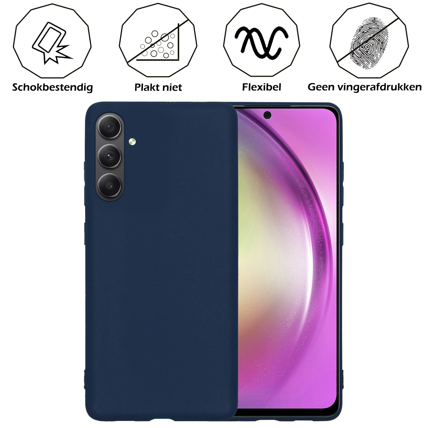 Nomfy Hoesje Geschikt voor Samsung A54 Hoesje Siliconen Cover Case - Hoes Geschikt voor Samsung Galaxy A54 Hoes Back Case - Donkerblauw