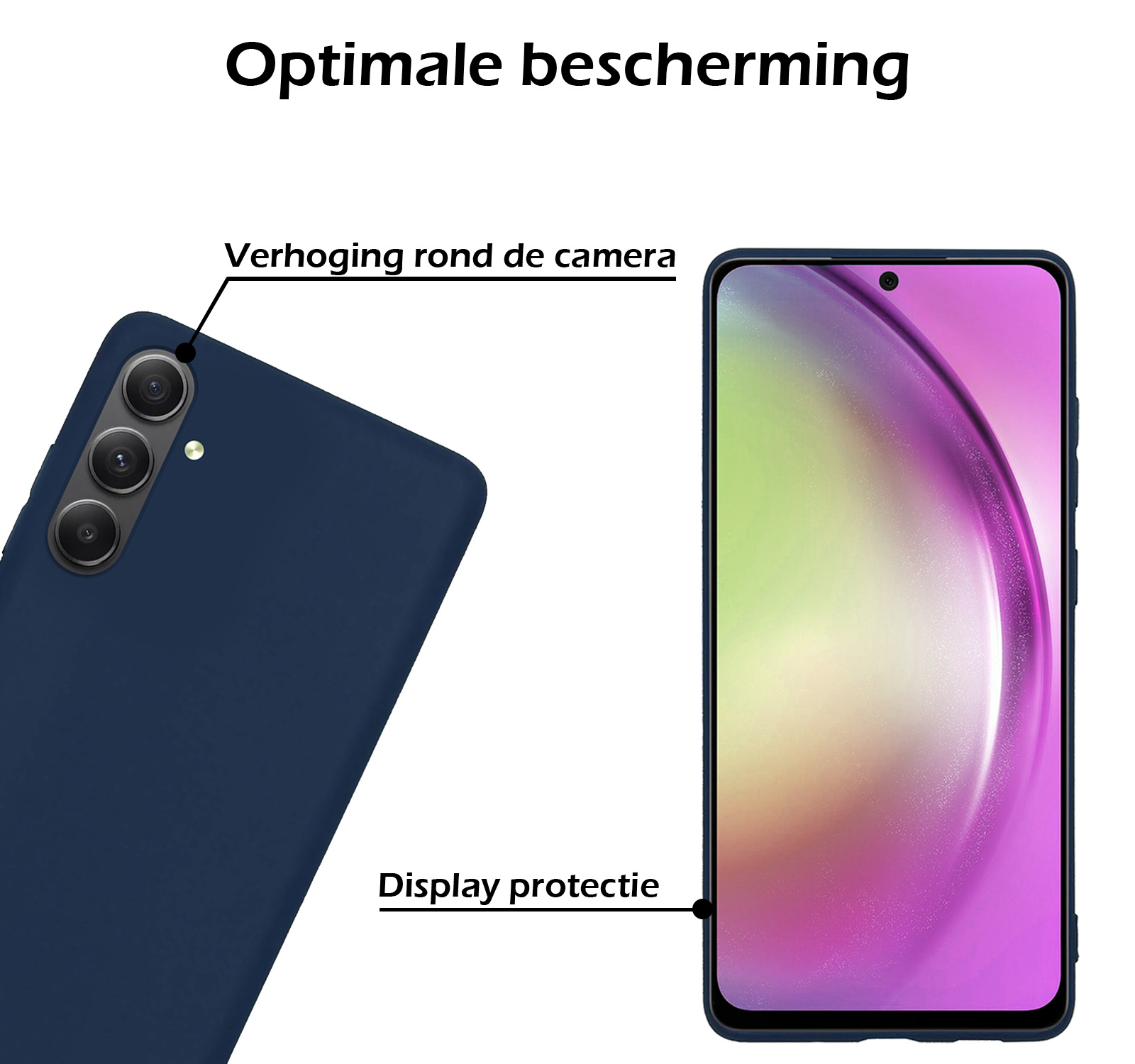 Hoesje Geschikt voor Samsung A54 Hoesje Siliconen Cover Case - Hoes Geschikt voor Samsung Galaxy A54 Hoes Back Case - Donkerblauw